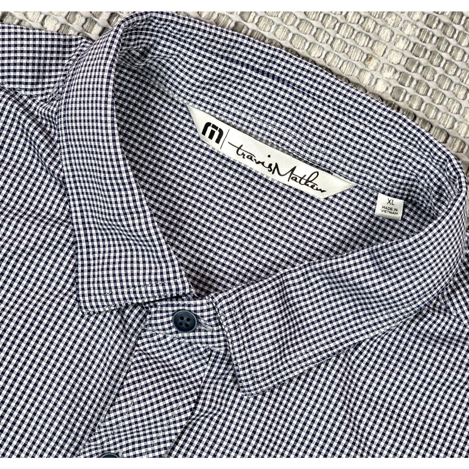 TravisMathew Travis Mathew Shirt Mens XL Black White Check Button Up Long Sleeve Performance Size US XL / EU 56 / 4 - 7 Thumbnail