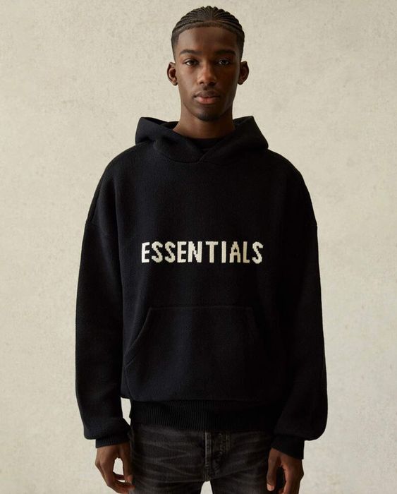 Fear of God Essentials Knit Hoodie - Size S - Black | Grailed