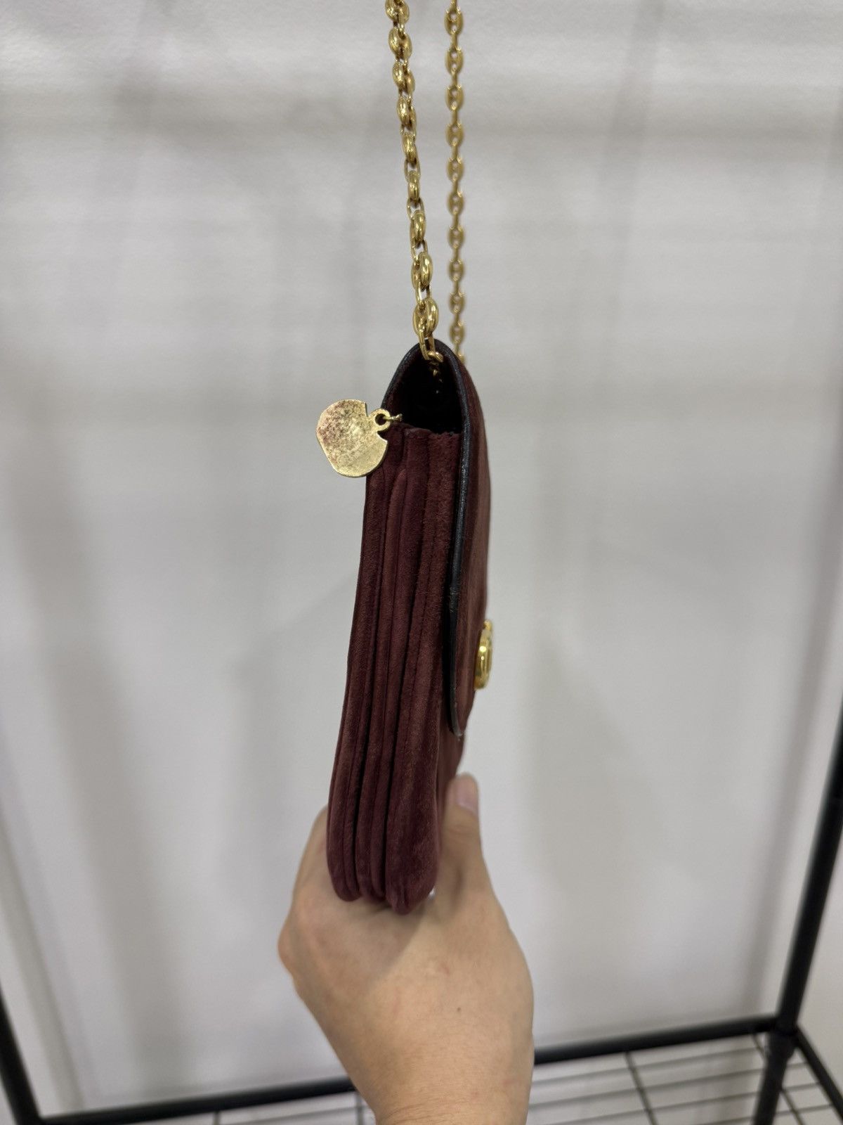 Celine RARE Vintage 70s Celine Suede Gold Chain Shoulder Bag Size ONE SIZE - 6 Thumbnail