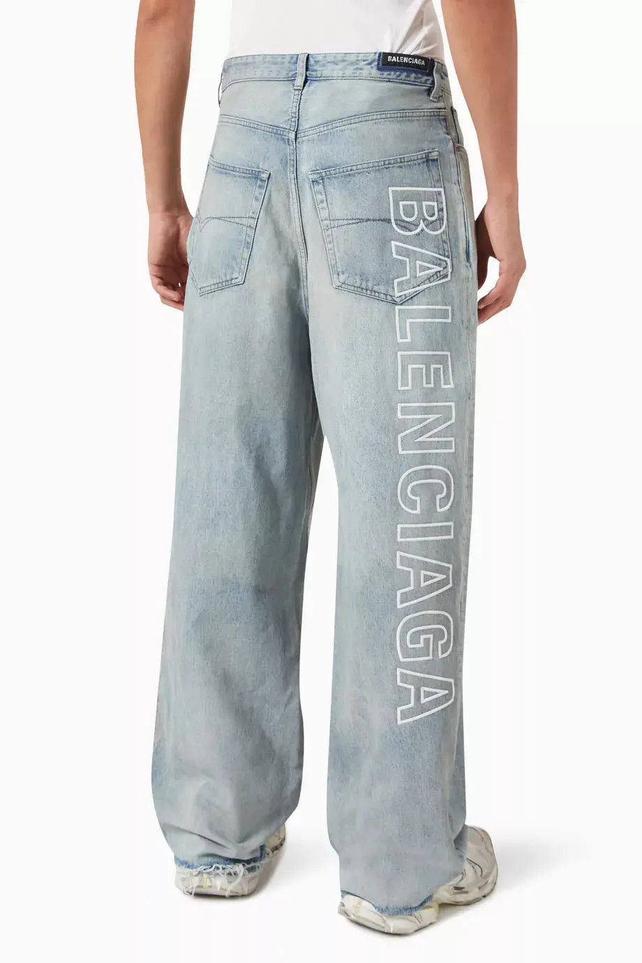 Balenciaga o1mt1gz1224 Outline Logo Baggy Pants in Dirty Blue Size US 30 / EU 46 - 4 Thumbnail