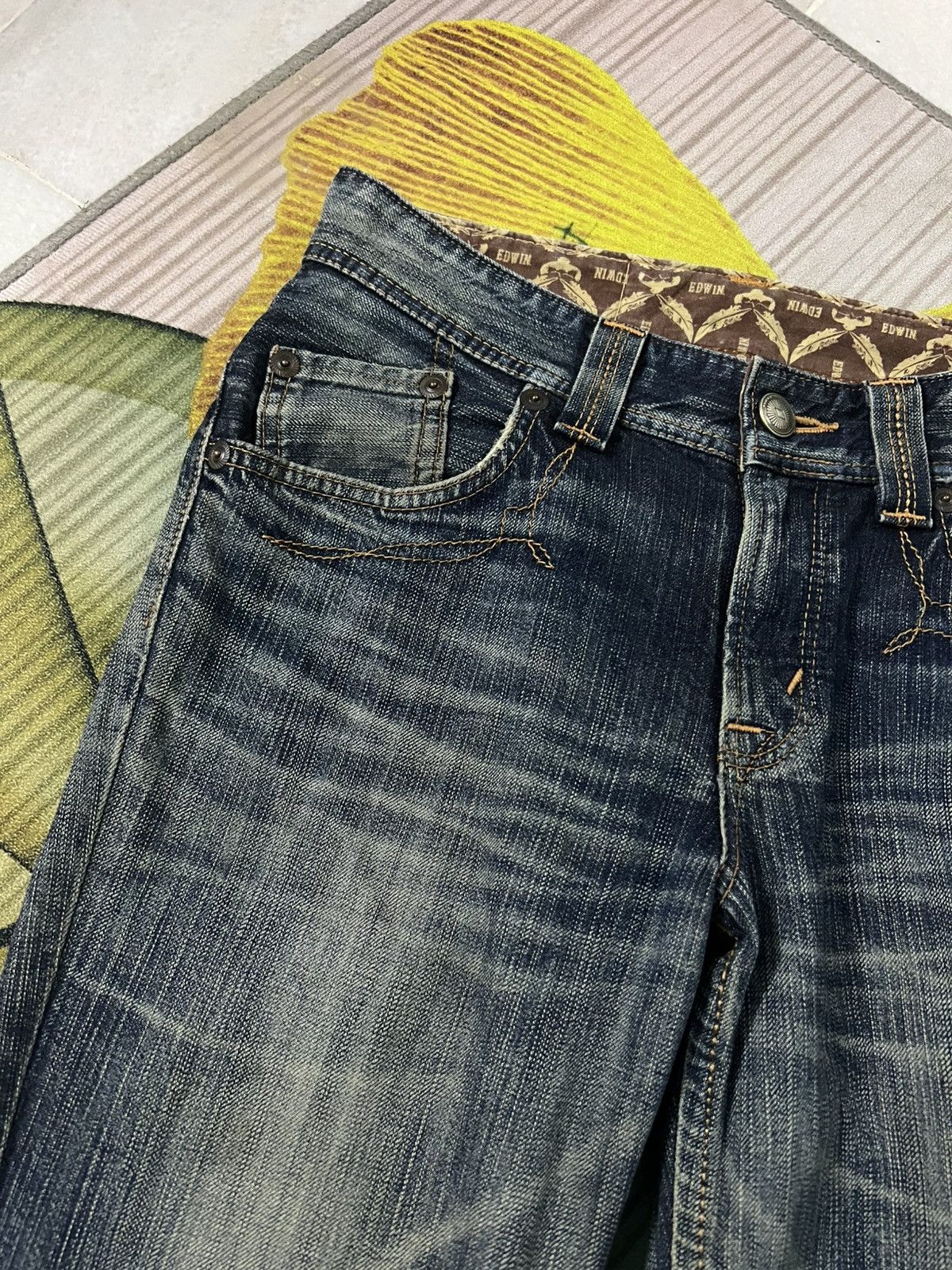 Edwin 💥Flare💥Vintage Edwin XVS Buffalo Head Distress Jean Size US 30 / EU 46 - 11 Thumbnail