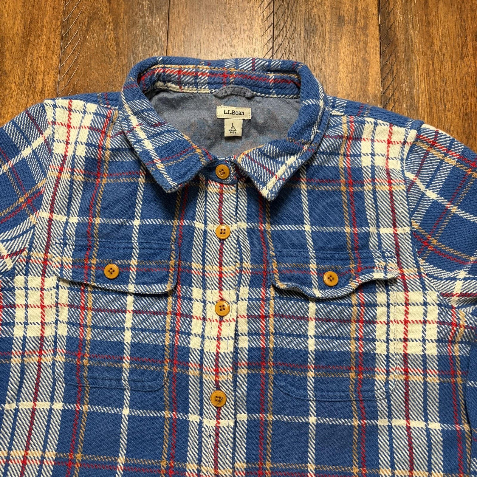 L.L. Bean L.L.Bean Shirt Womens L Flannel Lined Button Front Pockets Size L / US 10 / IT 46 - 3 Thumbnail