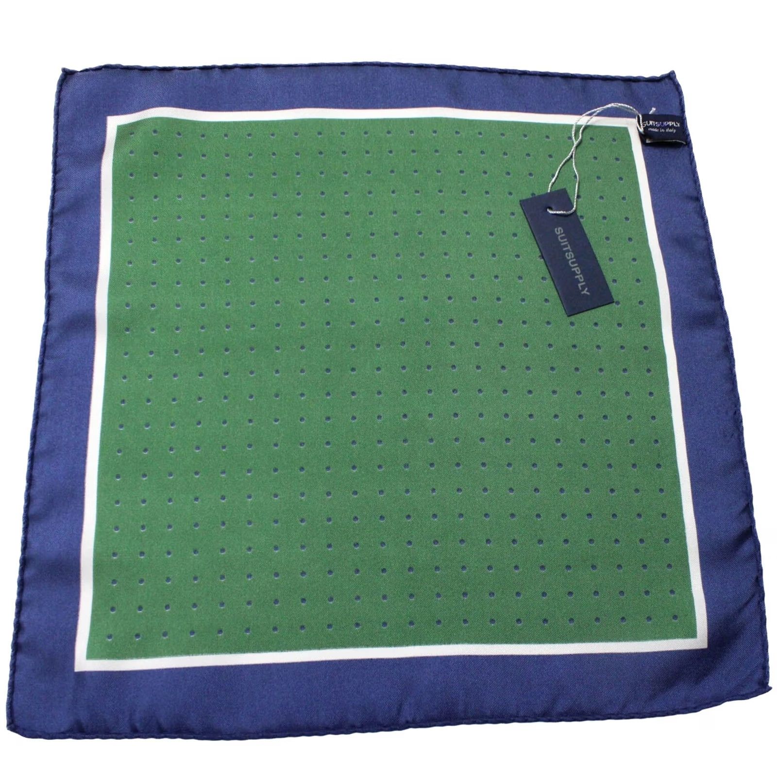 Suitsupply SUITSUPPLY Pochet Dot Green Handkerchief Mens ONE SIZE Pure Silk Pocket Square Size ONE SIZE - 4 Thumbnail