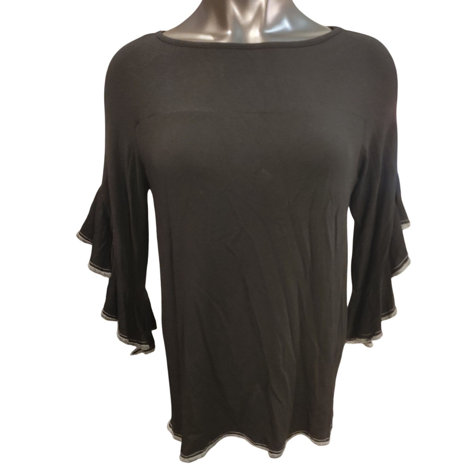 Other Cha Cha Vente Women's Small Black Ruffle Sleeve Top Size S / US 4 / IT 40 - 1 Thumbnail