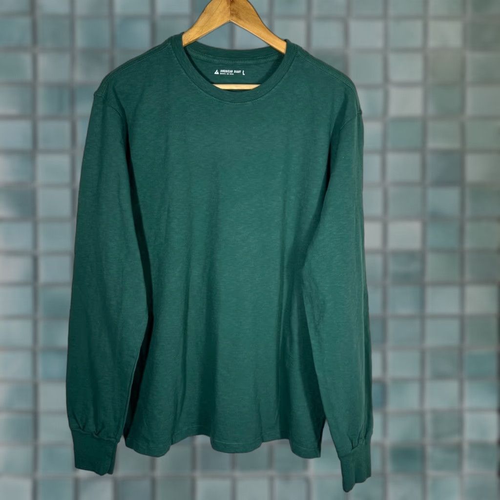 Vintage VINTAGE American Giant Shirt Mens L Green Cotton Crew Neck Long Sleeve? Size US L / EU 52-54 / 3 - 1 Thumbnail