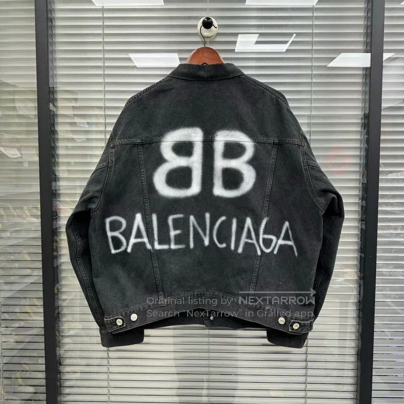 Balenciaga Balenciaga Glow-in-the-Dark Double B Graffiti Denim Jacket Size US XS / EU 42 / 0 - 2 Thumbnail