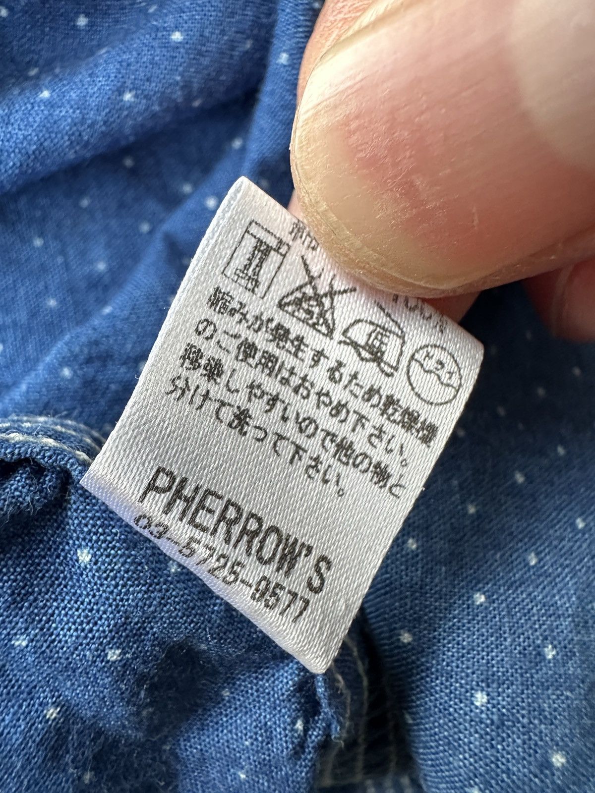 Pherrow's STORMY BLUE Union polka dotted indigo cotton work shirt Size US S / EU 44-46 / 1 - 9 Thumbnail