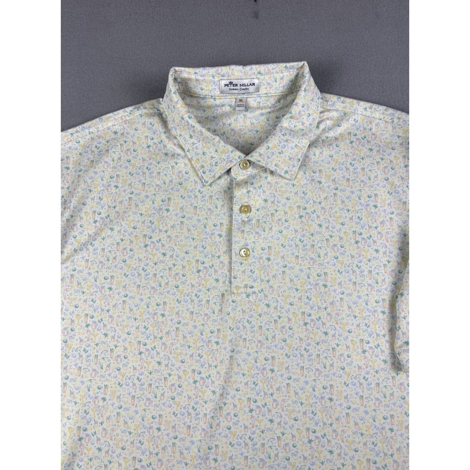 Peter Millar Peter Millar Summer Comfort Polo Shirt Men XL Multicolor Geometric Print Short Sleeve Collared Polo Golf Summer Mens XL Size US XL / EU 56 / 4 - 2 Thumbnail