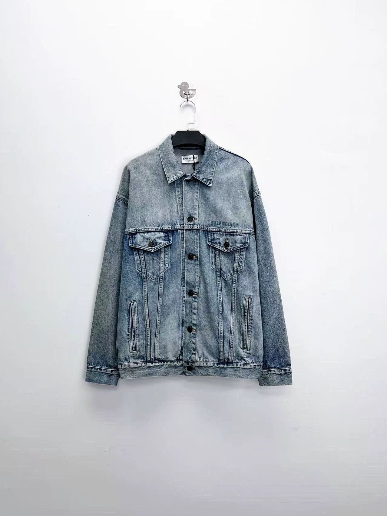Balenciaga Balenciaga Light Blue Denim Jacket with Logo Size US XS / EU 42 / 0 - 1 Thumbnail