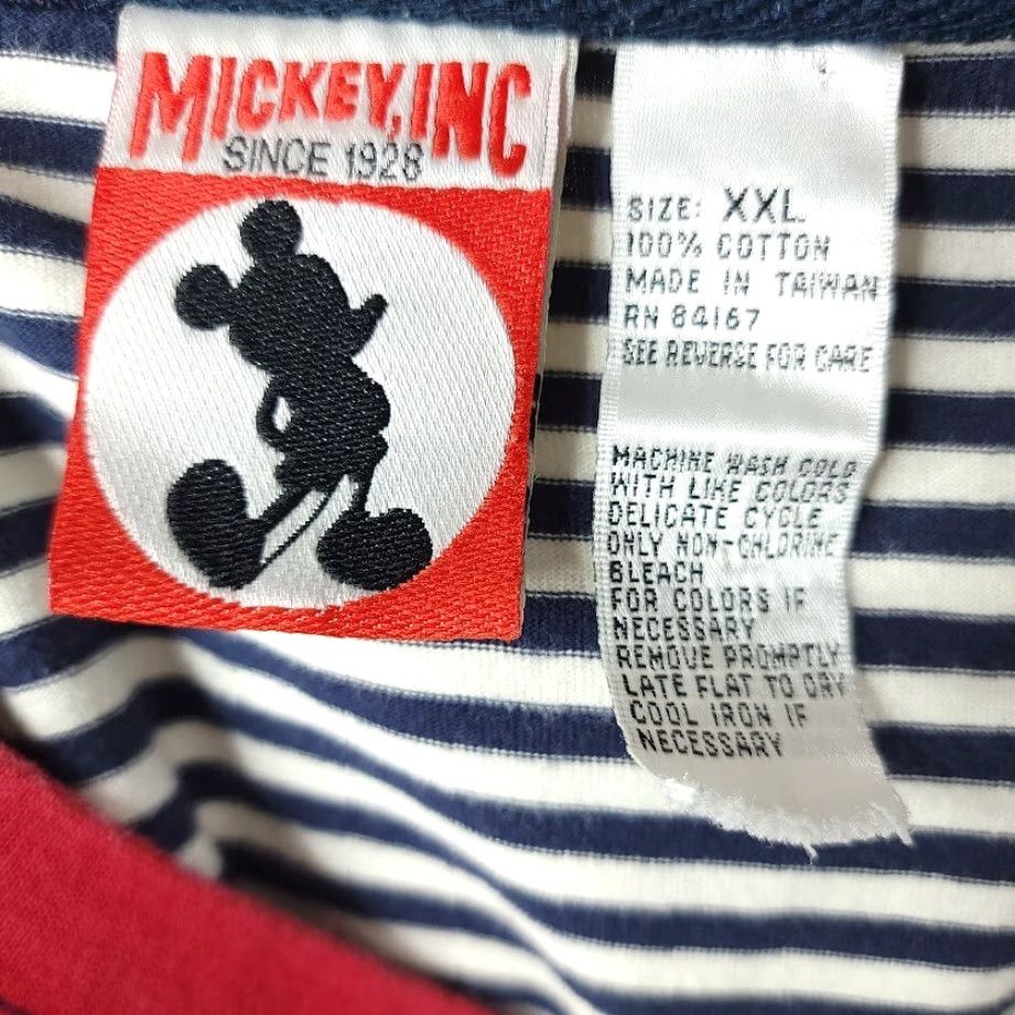 Disney VINTAGE Disney Mickey Sailing Gear T Shirt Mens 2XL Blue Striped 90s Disney Walt Disney Shirt Mens Size US XXL / EU 58 / 5 - 5 Thumbnail