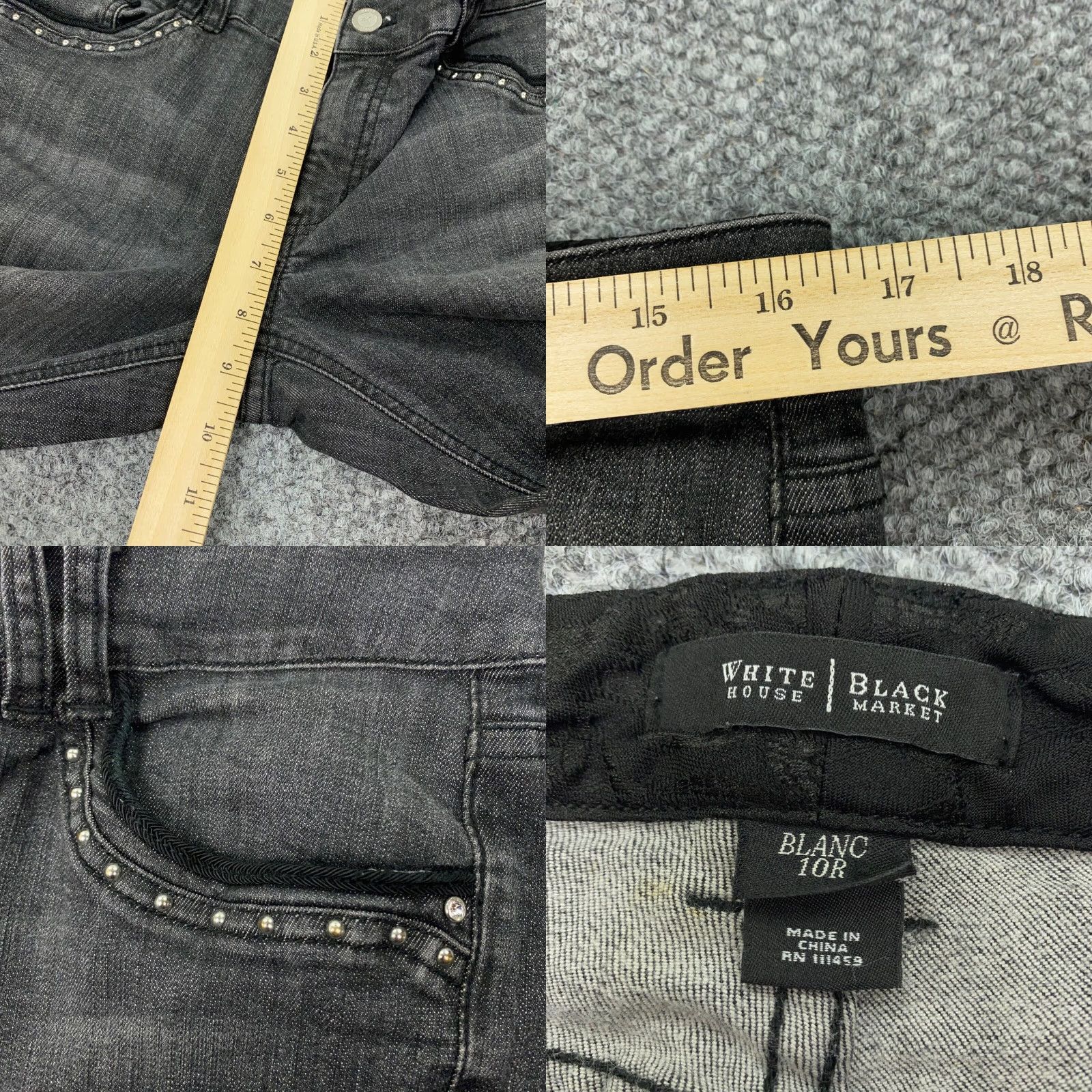 White House Black Market White House Black Market Womens Jeans Slim Straight 10 Regular Black Denim 31in Inseam Stretch 90s? Size 33" - 8 Thumbnail
