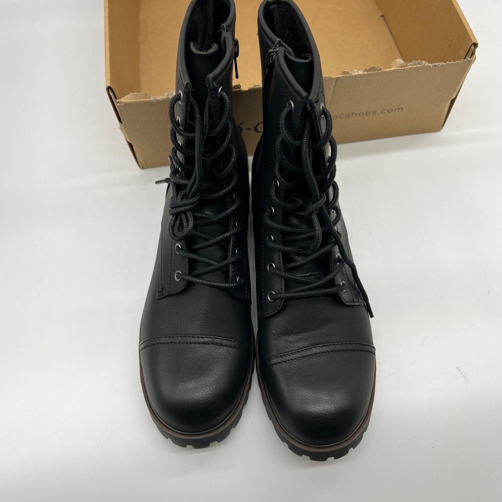 Other B.O.C Combat Boots Women's 9.5 M Black Faux Leather Boots Size US 9.5 / IT 39.5 - 5 Thumbnail