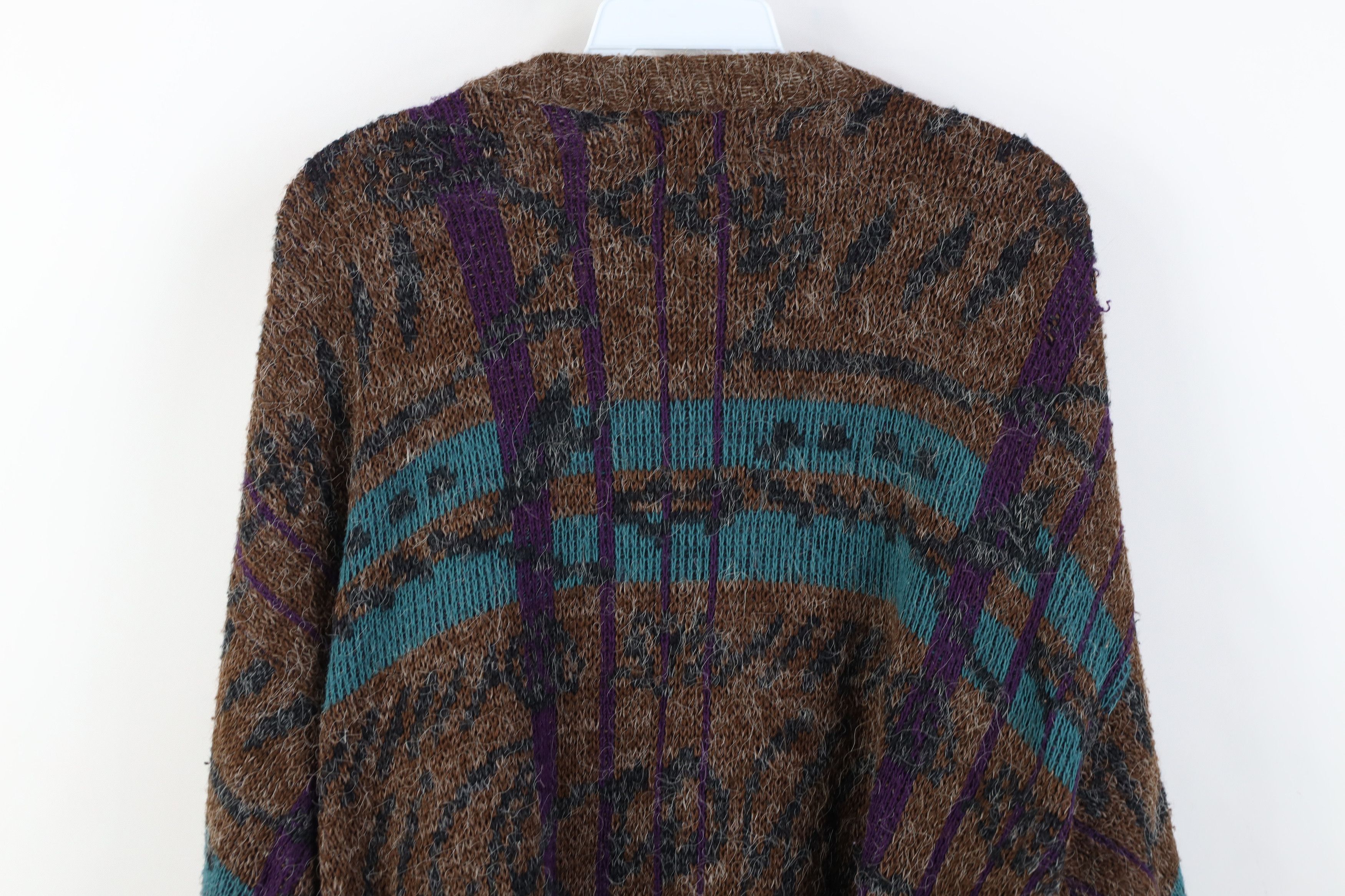 Vintage Vintage 90s Streetwear Geometric Knit Cardigan Sweater USA Size US L / EU 52-54 / 3 - 12 Thumbnail