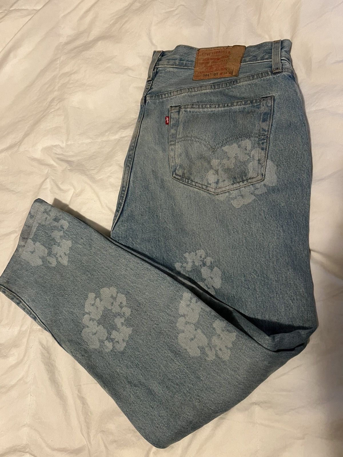 image of Denim Tears Mono Wreath Jeans (Limited Edition) in Blue, Men's (Size 33)