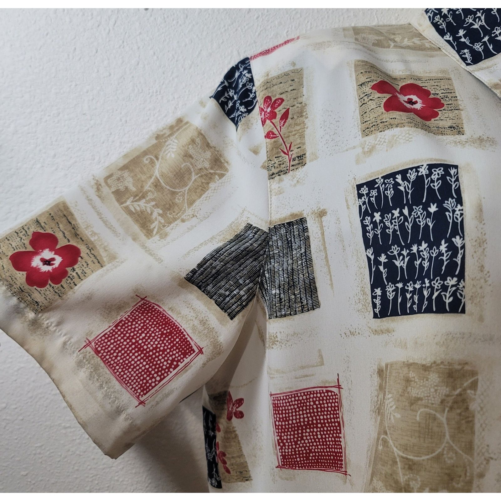 Other VTG Alfred Dunner Beige Blue Red White Floral Button Top 12 Size XL / US 12-14 / IT 48-50 - 6 Thumbnail