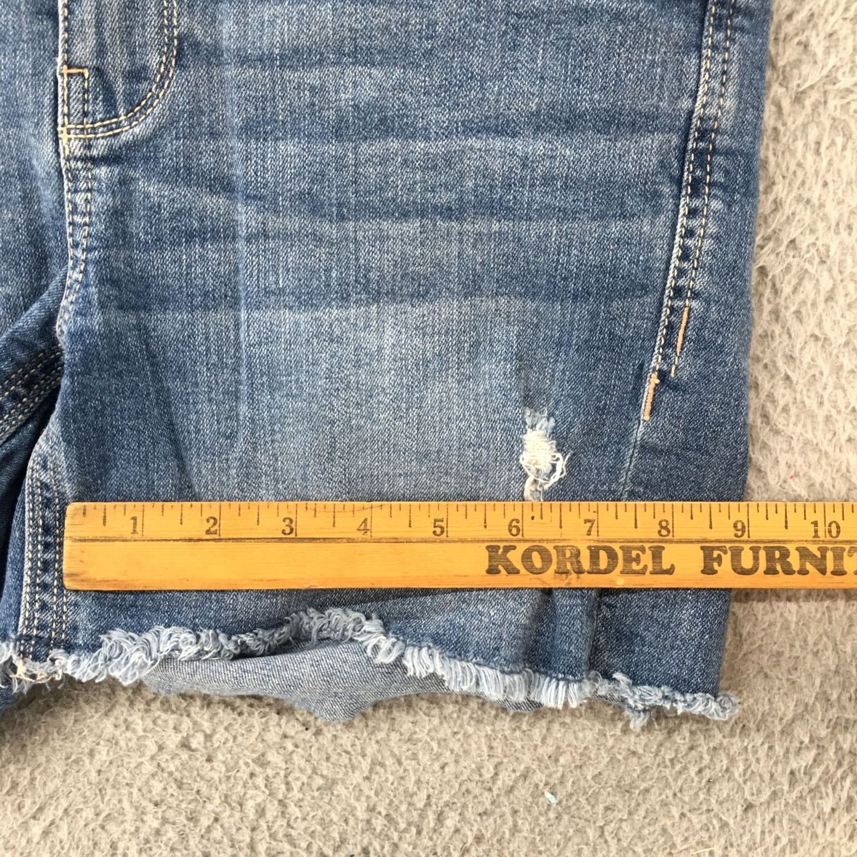Vintage Seven7 Cut Off Shorts Womens 6 Blue Distressed Denim High Rise Zip Fly Raw Hem Size 28" / US 6 / IT 42 - 5 Thumbnail