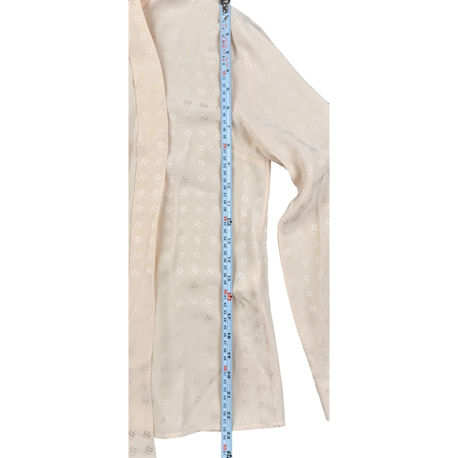 Gucci Gucci Ecru GG silk jacquard blouse, self-tie neck bow Sz 36 Size XS / US 0-2 / IT 36-38 - 7 Thumbnail