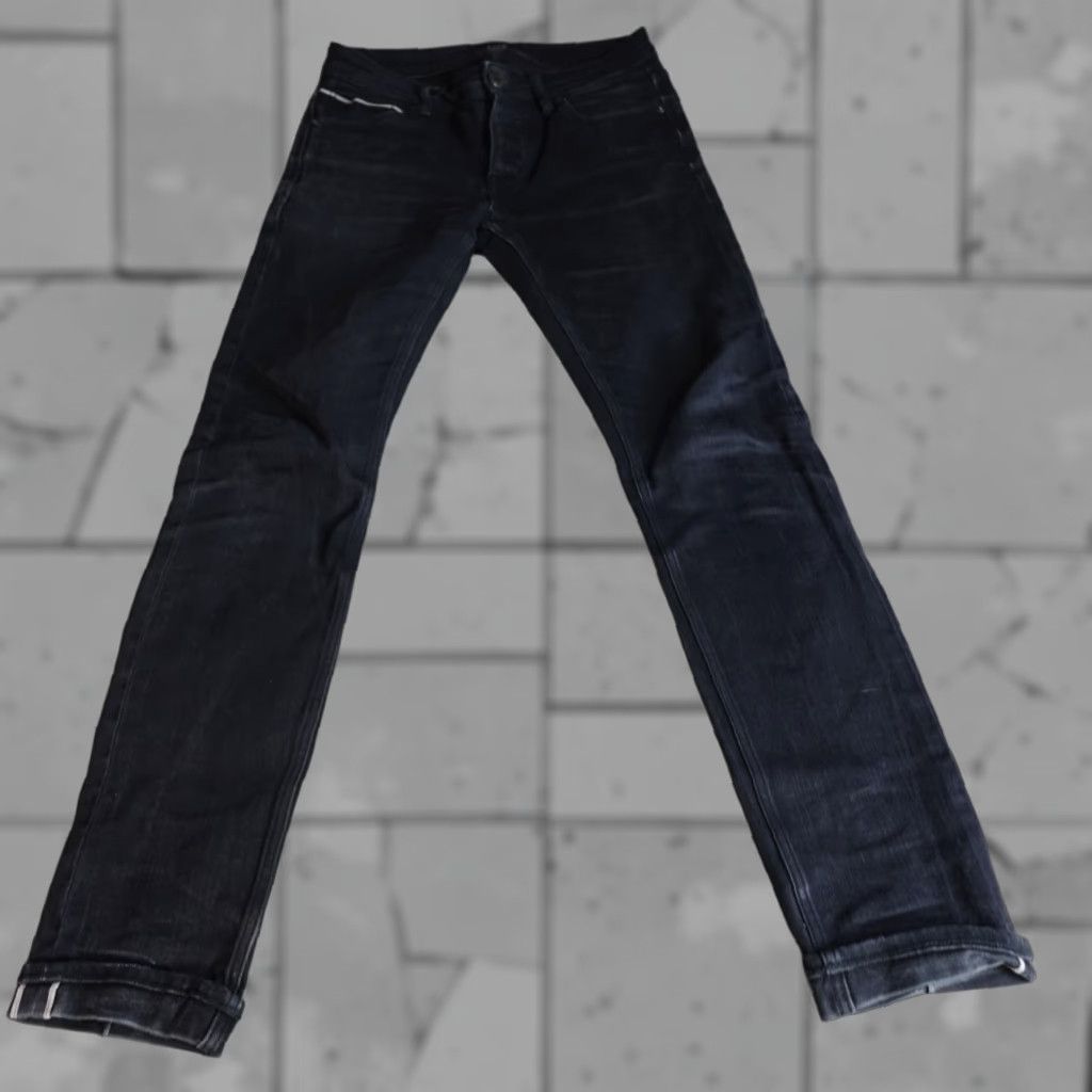 Vintage NEUW Jeans 29 x 31 Black Iggy Skinny Selvedge Denim Red Line Mens Regular 5-Pocket Button Fly Clothing Size US 29 - 1 Thumbnail