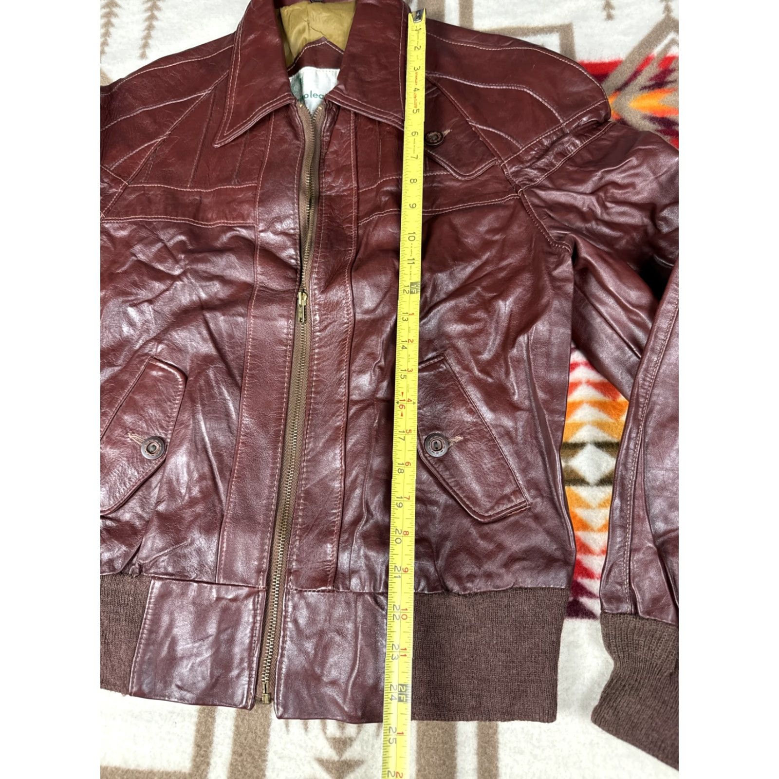 Vintage VINTAGE Gino Leathers Bomber Jacket Men's Brown Leather Sz 40 Moto Talon Zippers Brown 40 Mens Jackets Size US XXS / EU 40 - 6 Thumbnail