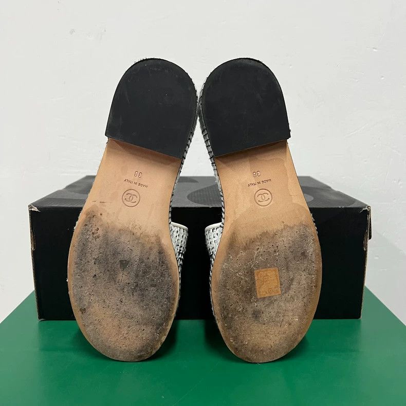 Chanel Chanel Thick-soled slippers with tweed logo Size US 7.5 / IT 37.5 - 6 Thumbnail