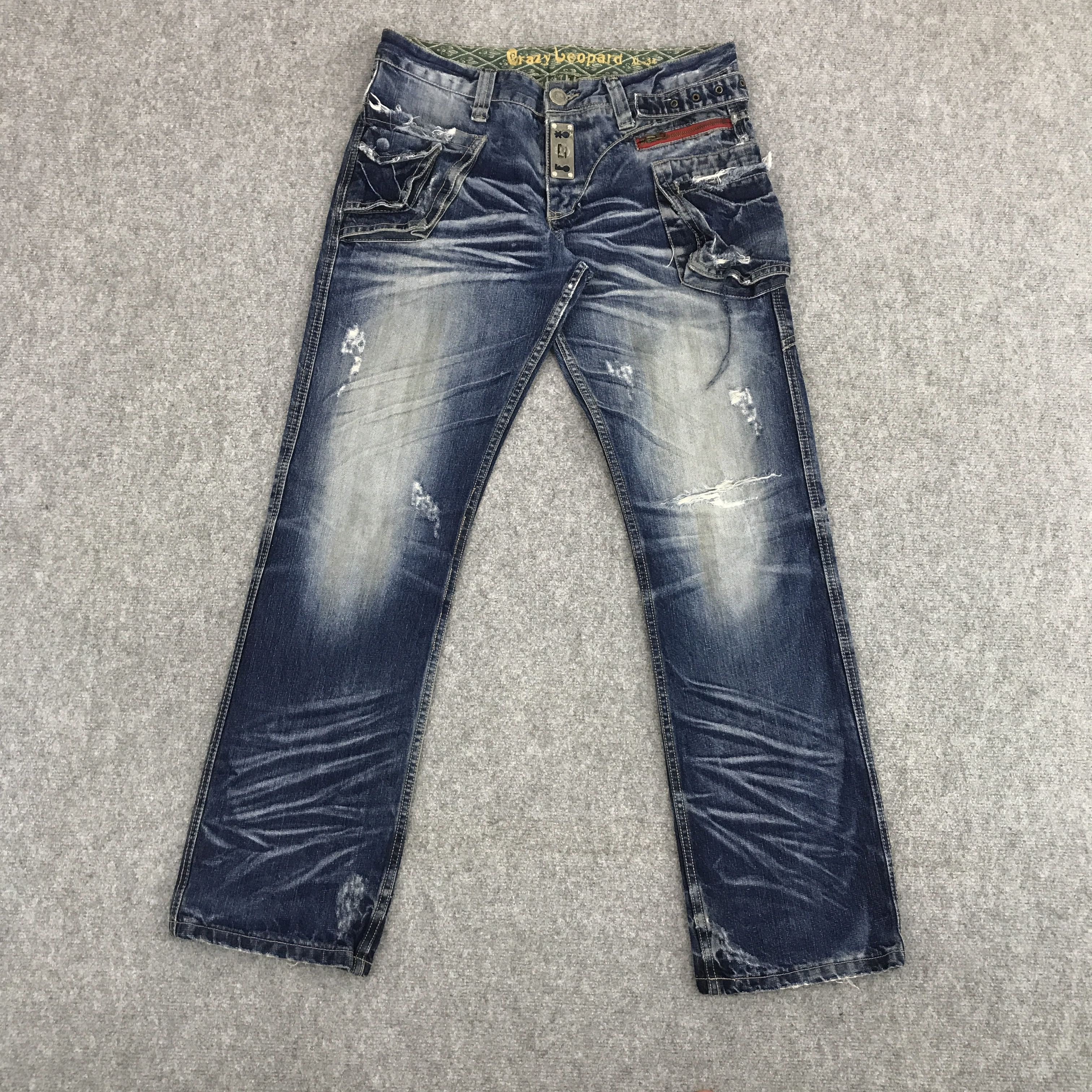 Japanese Brand 🔥CRAZY BEOPARD JAPAN STYLE DISTRESSED DENIM JEANS Size US 34 / EU 50 - 1 Thumbnail