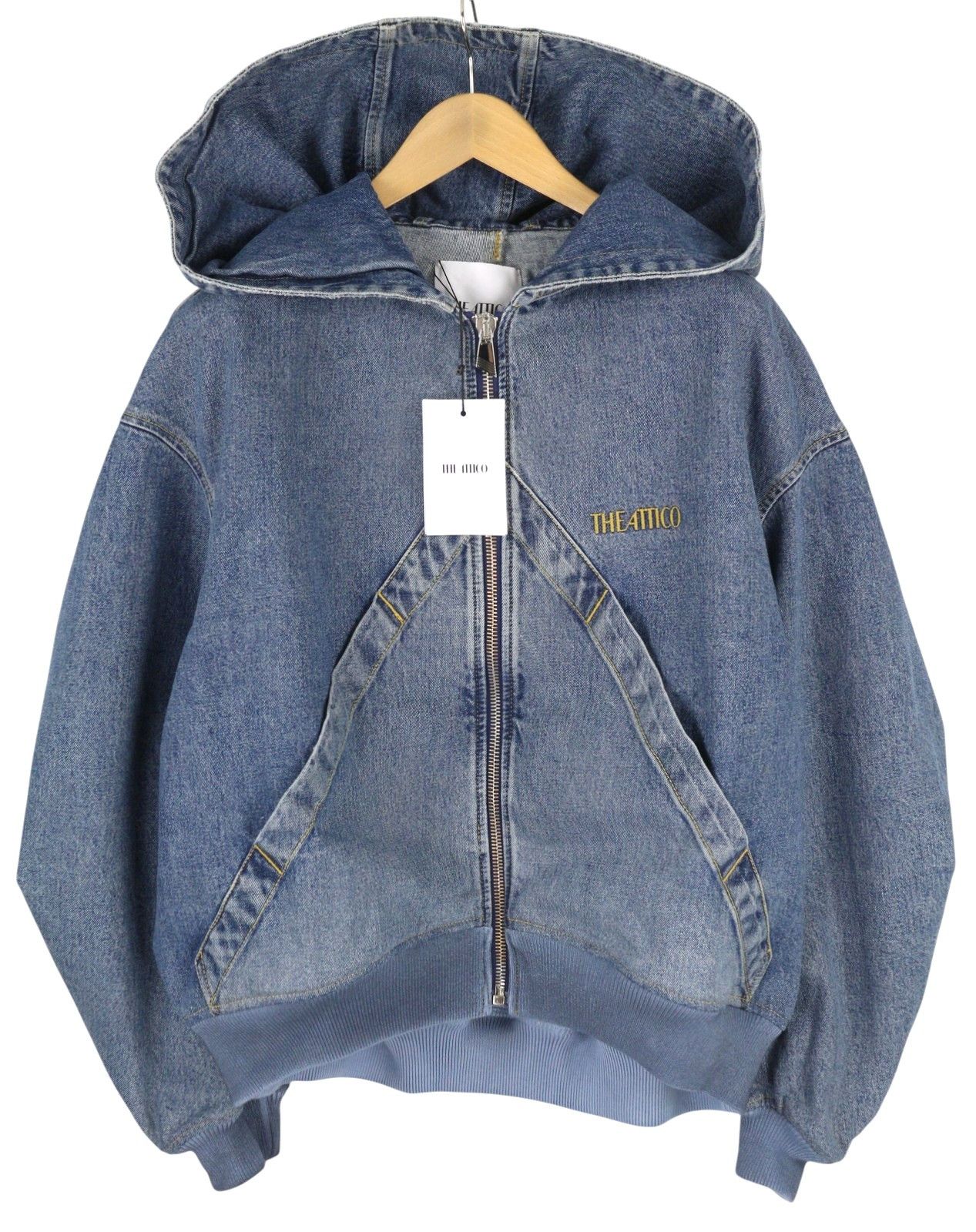 42 Blue Faded Denim Bomber Hooded Oversized 86573