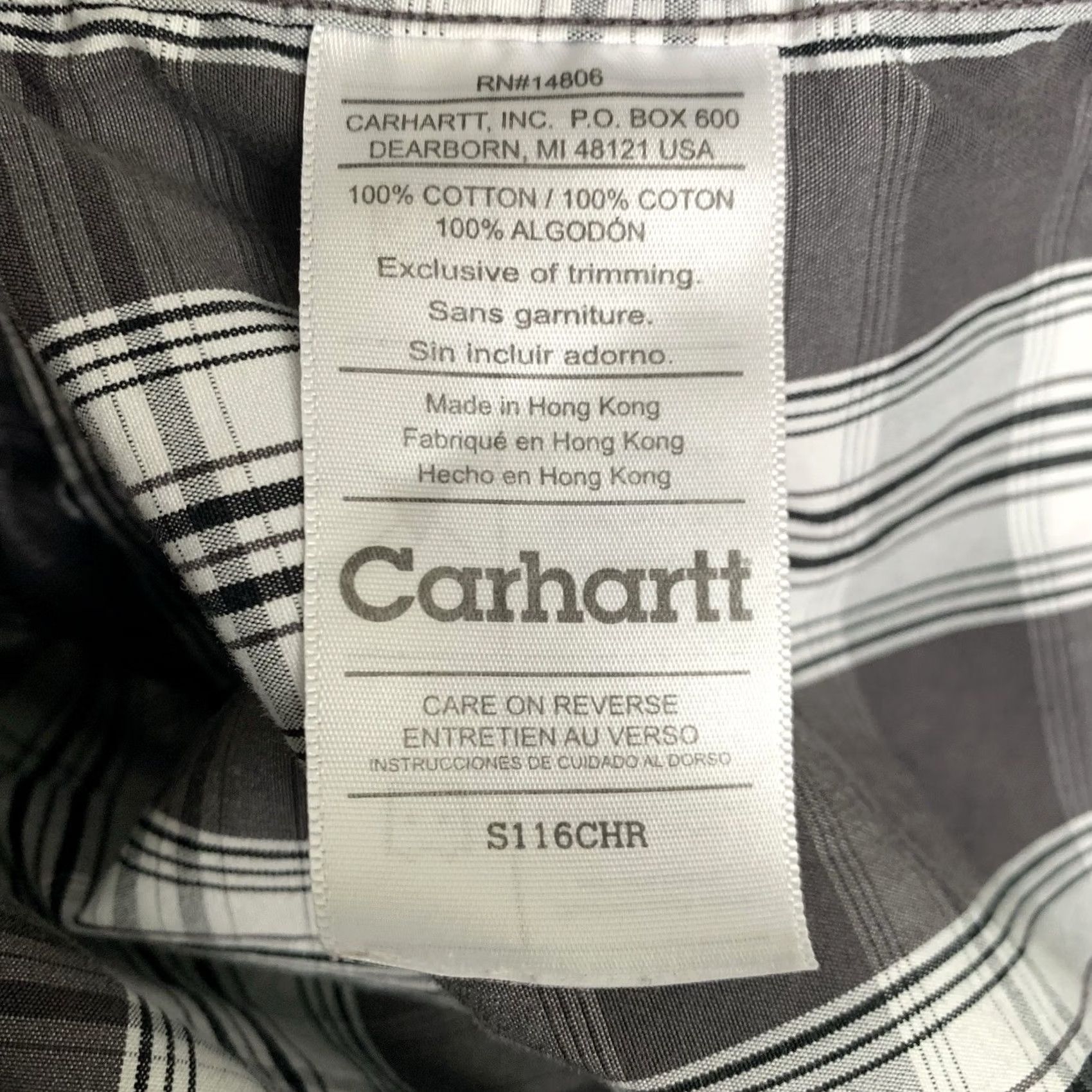 Carhartt Carhartt Shirt Mens Large Pearl Snap Gray Black Plaid Woven 100% Cotton Size US L / EU 52-54 / 3 - 4 Thumbnail
