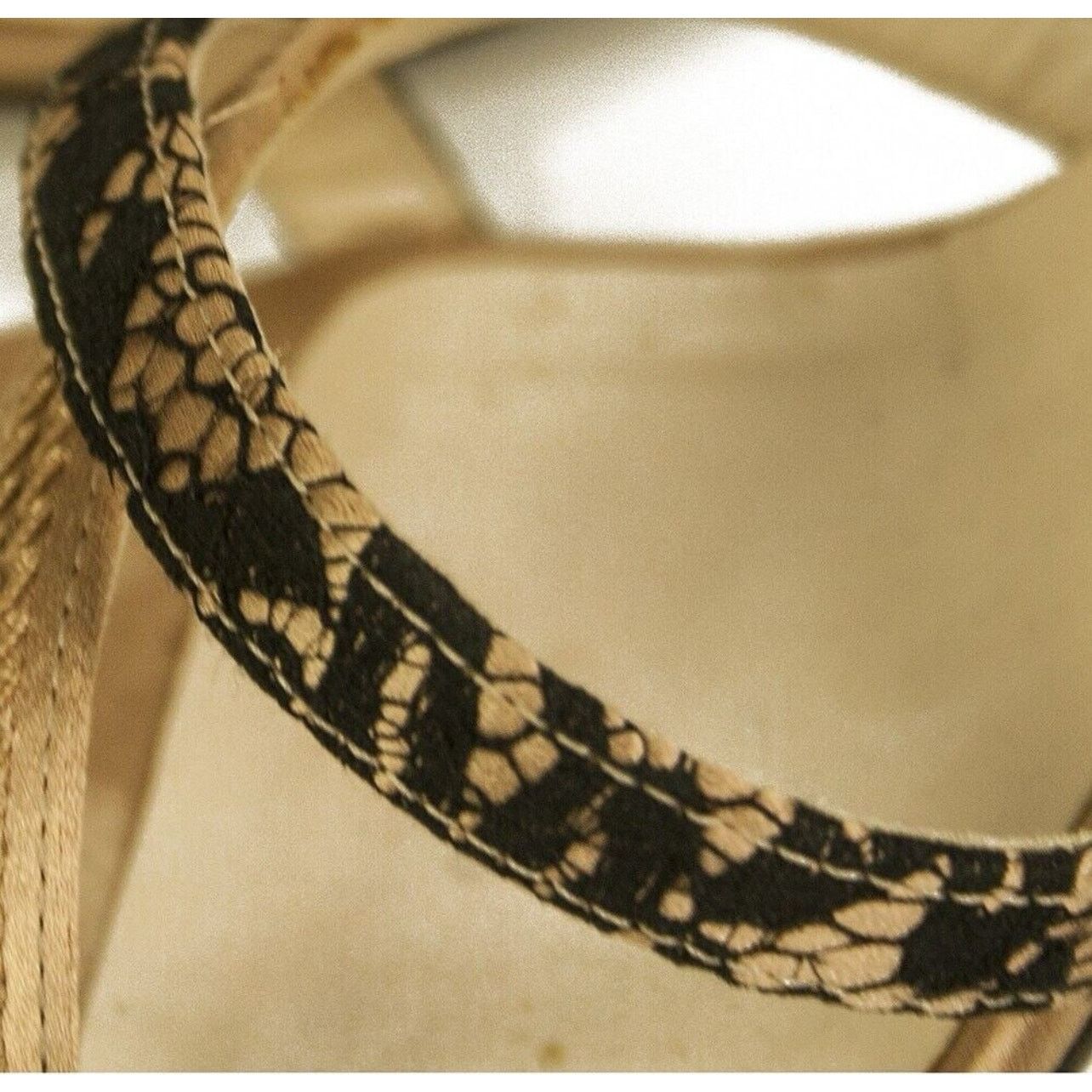 Dior Christian Dior Beige Satin & Black Lace Slingback - Size 37 Size US 7 / IT 37 - 8 Thumbnail