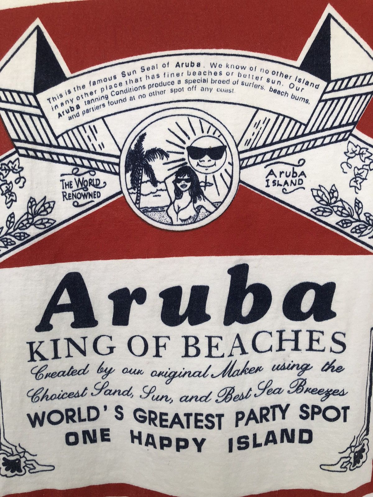 Vintage Vintage 90s Aruba King Of Beach Surfing Tee Size US L / EU 52-54 / 3 - 3 Thumbnail