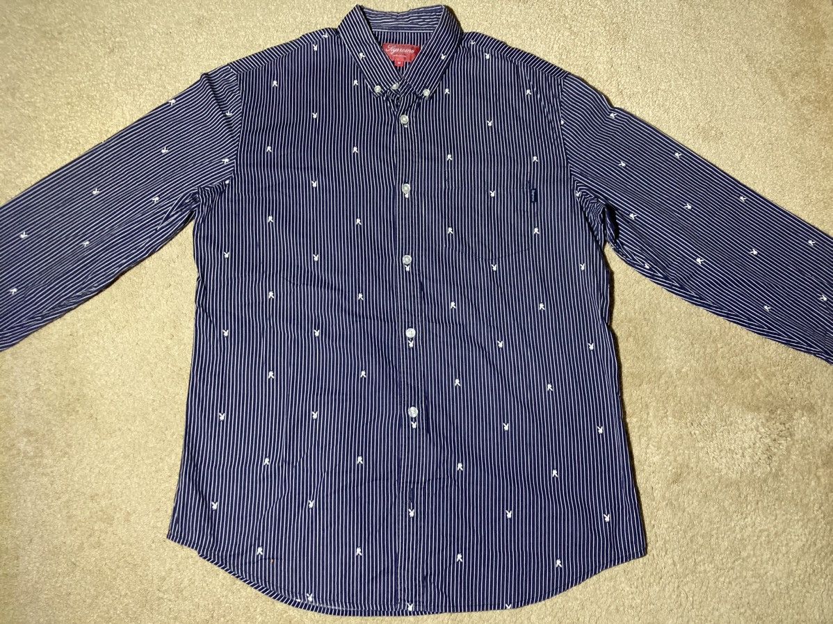 Playboy × Supreme SS11 Supreme Playboy Button Striped Logo All Over Bunny 2011 Size US M / EU 48-50 / 2 - 2 Thumbnail