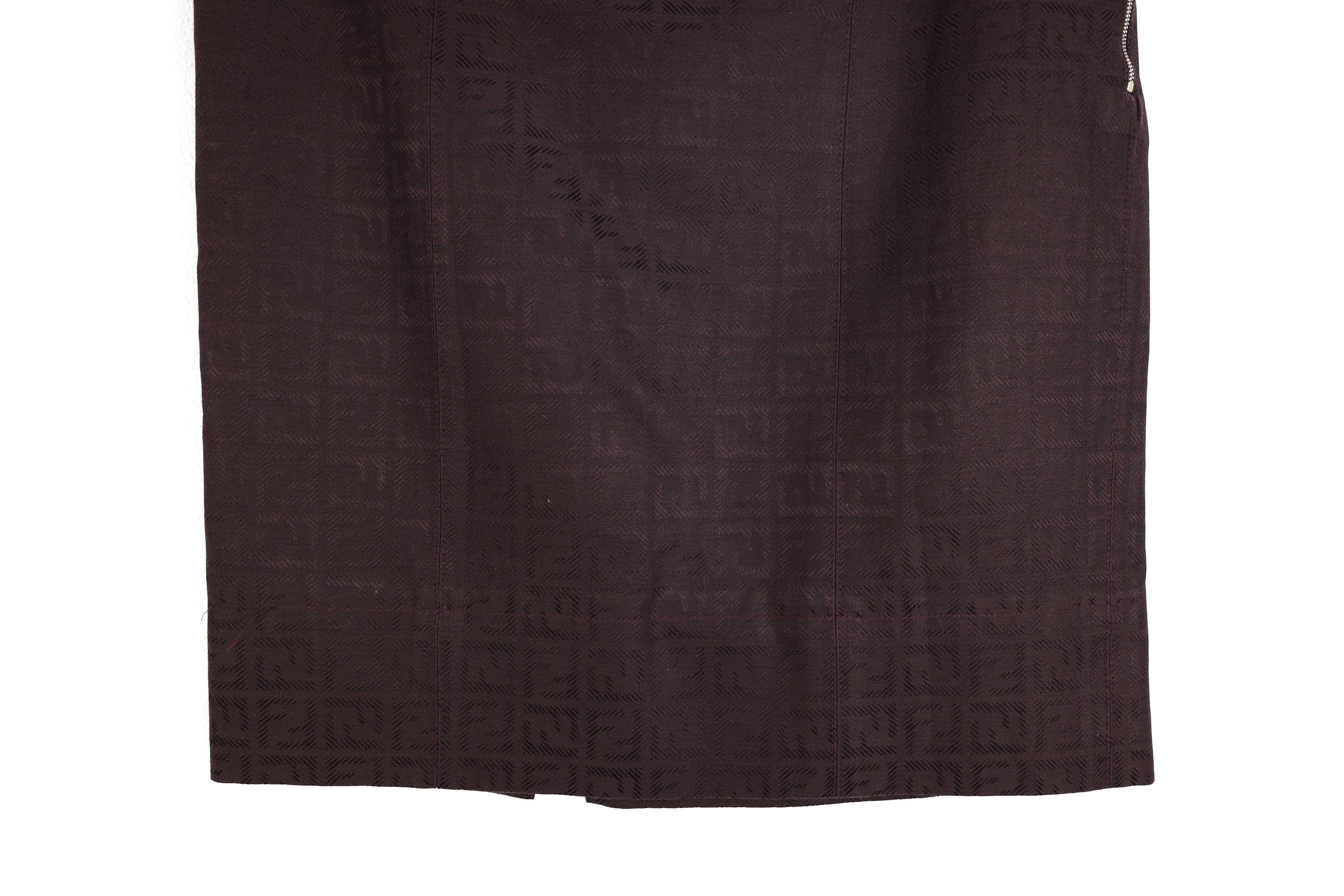 Fendi Fendi Dark Purple Monogram Zucca Logo Zip Midi Skirt Size 28" / US 6 / IT 42 - 3 Thumbnail