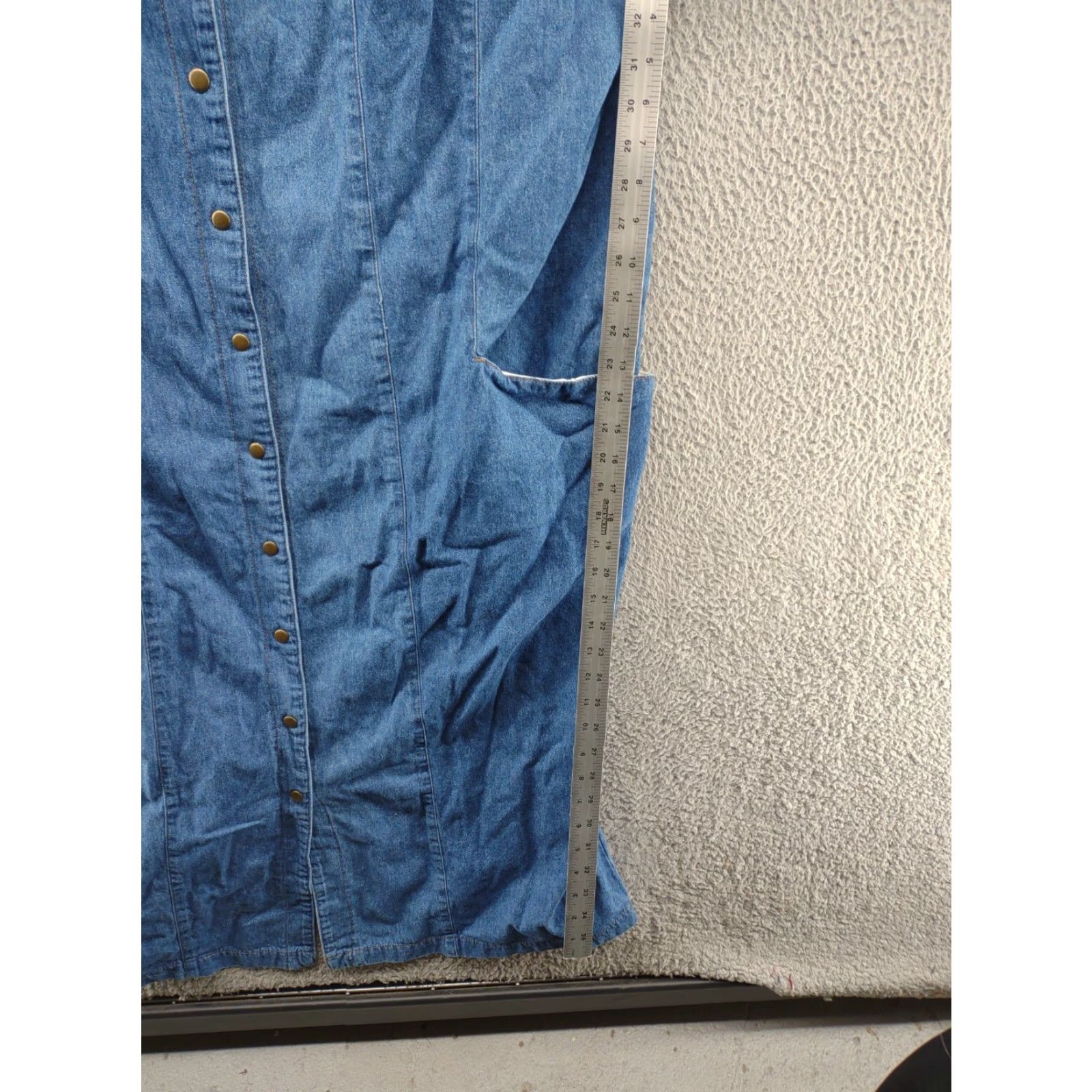 Denime VINTAGE 90s Denim Long Dress Women's Sleeveless Snap Up Tickets California Dress Denim Blue Rockabilly 6 Womens Size M / US 6-8 / IT 42-44 - 6 Thumbnail