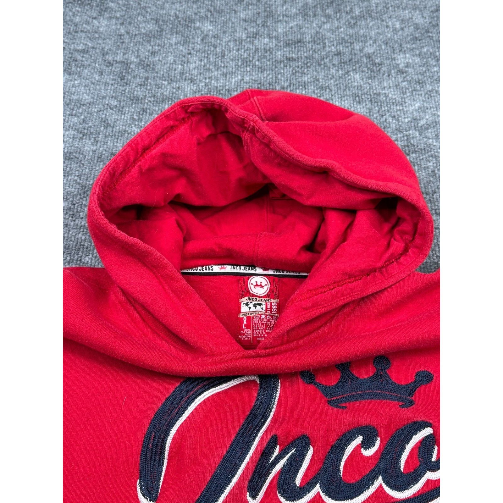 JNCO Vtg JNCO Jeans Red Hoodie XXL 85 Crown Logo Made in Russia Size US XXL / EU 58 / 5 - 4 Thumbnail