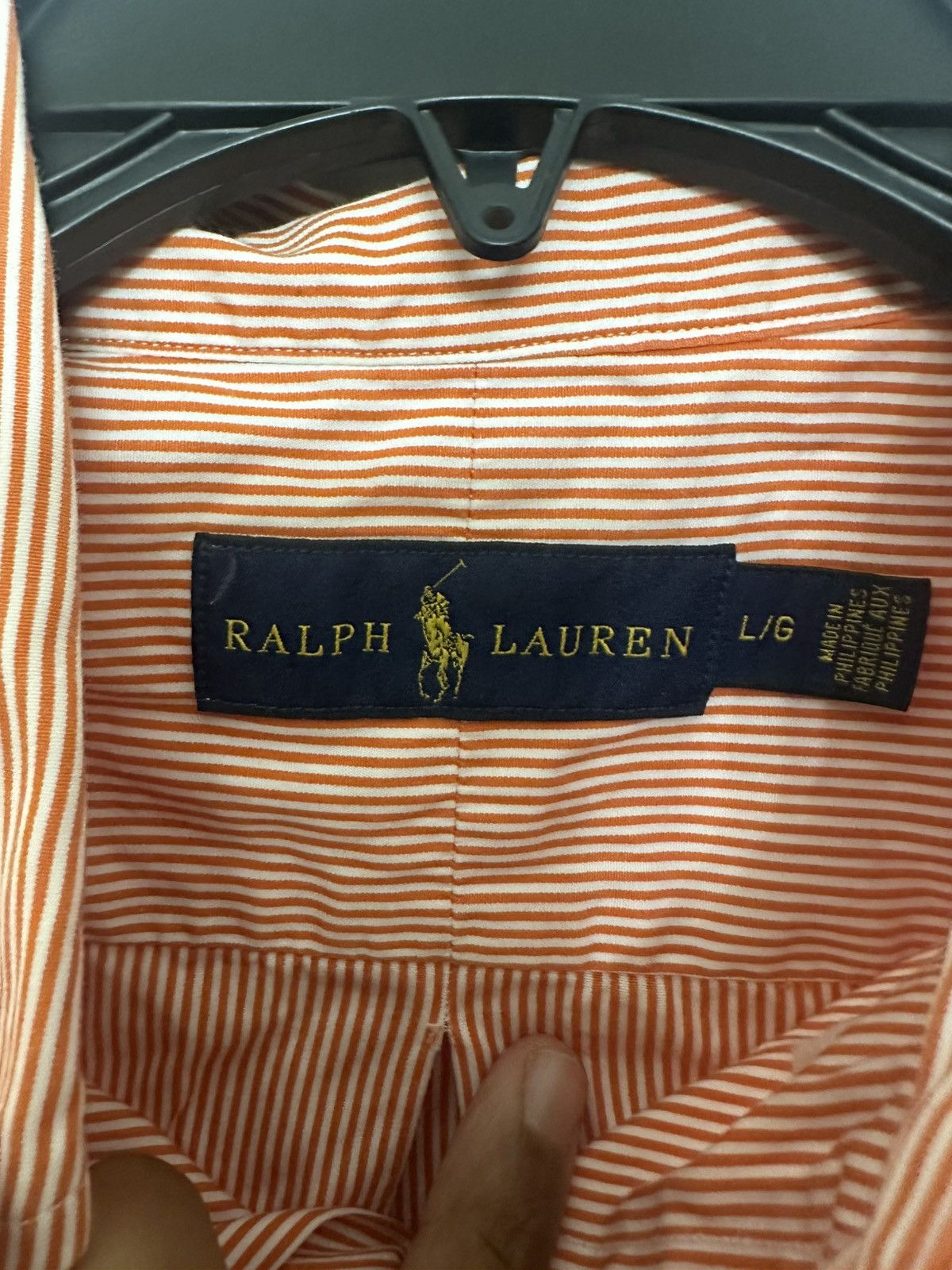 Beverly Hills Polo Club × Polo Ralph Lauren × Tommy Hilfiger Ralph Lauren Orange/White Stripped Long Sleeve Button Up Size US L / EU 52-54 / 3 - 2 Thumbnail
