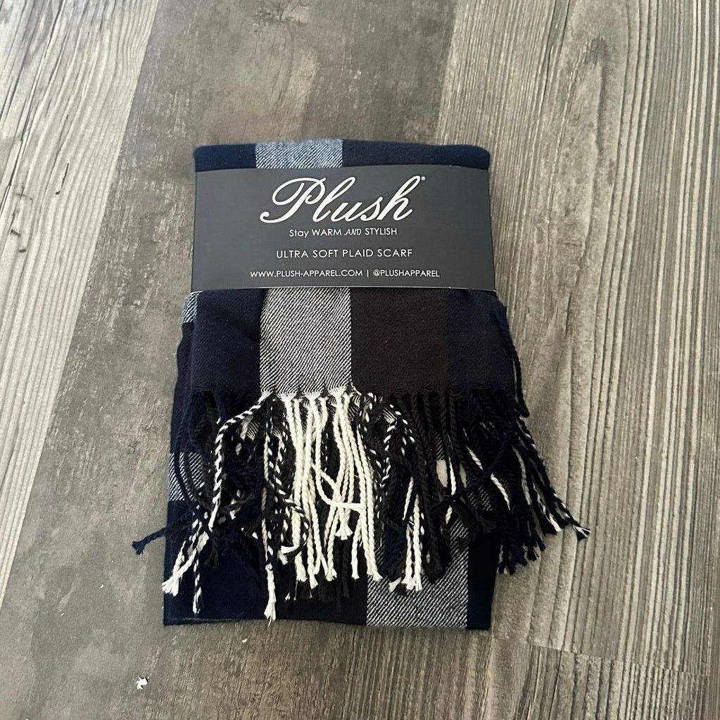 Other plush ultra soft scarf black and white plaid Size ONE SIZE - 1 Thumbnail