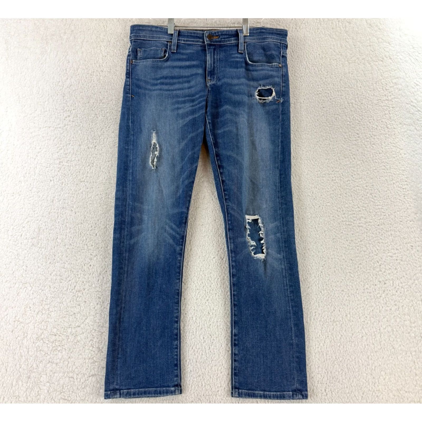 Vintage Pilcro Jeans Womens Size 30 Blue Denim Straight Leg Distressed Regular 5-Pocket Bohemian City Hippie Hipster Denim Size 30" / US 8 / IT 44 - 2 Thumbnail