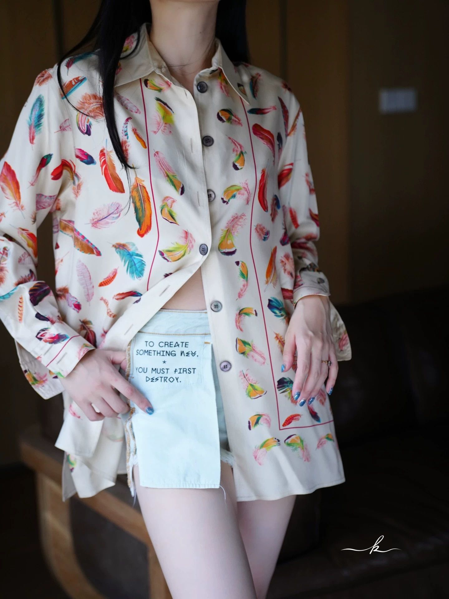 Hermes Hermes Plumes Silk Feather Print Vintage Shirt Fr40 Size M / US 6-8 / IT 42-44 - 9 Thumbnail