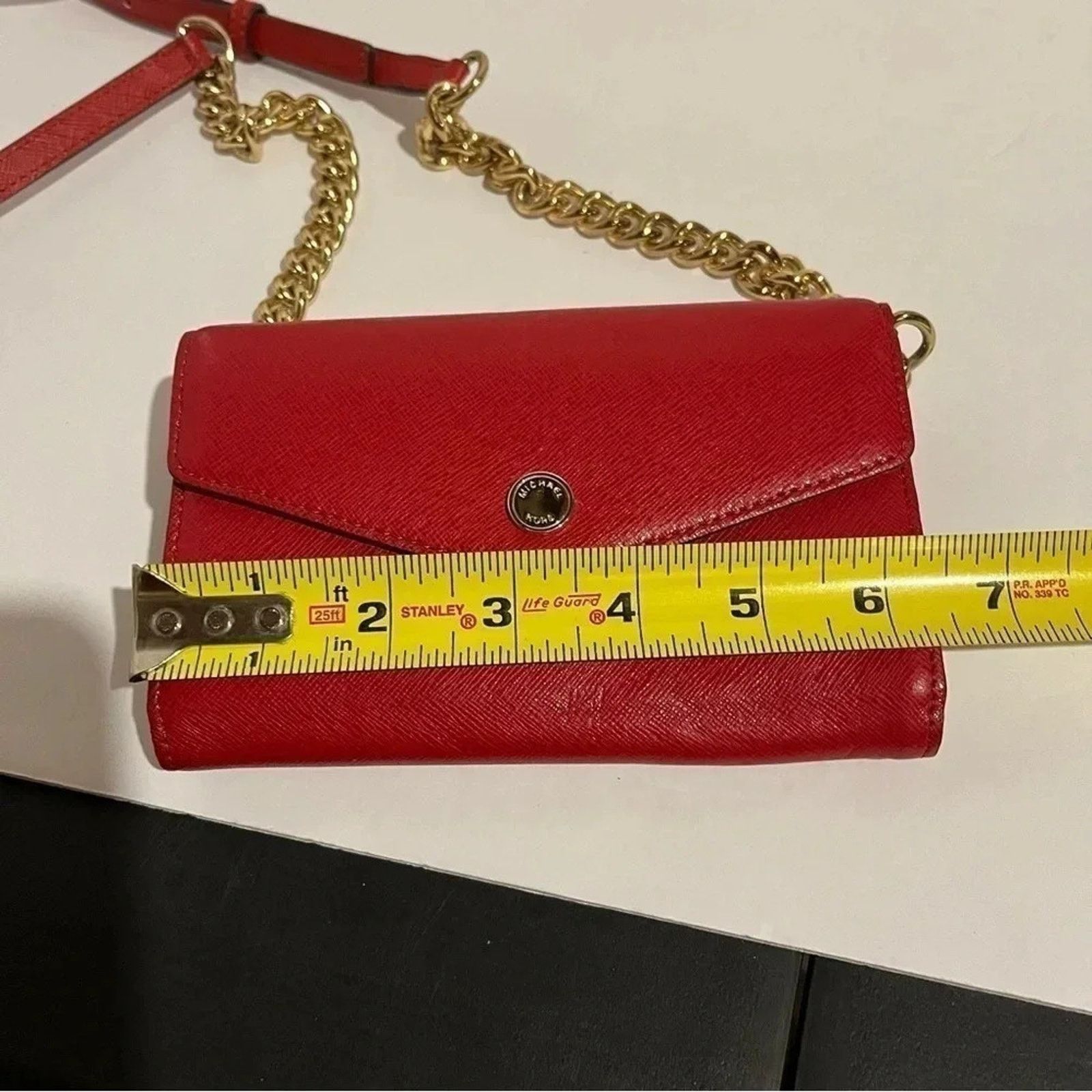 Michael Kors Michael Kors Cross Grain Leather Red Crossbody Chain Strap Size ONE SIZE - 8 Thumbnail