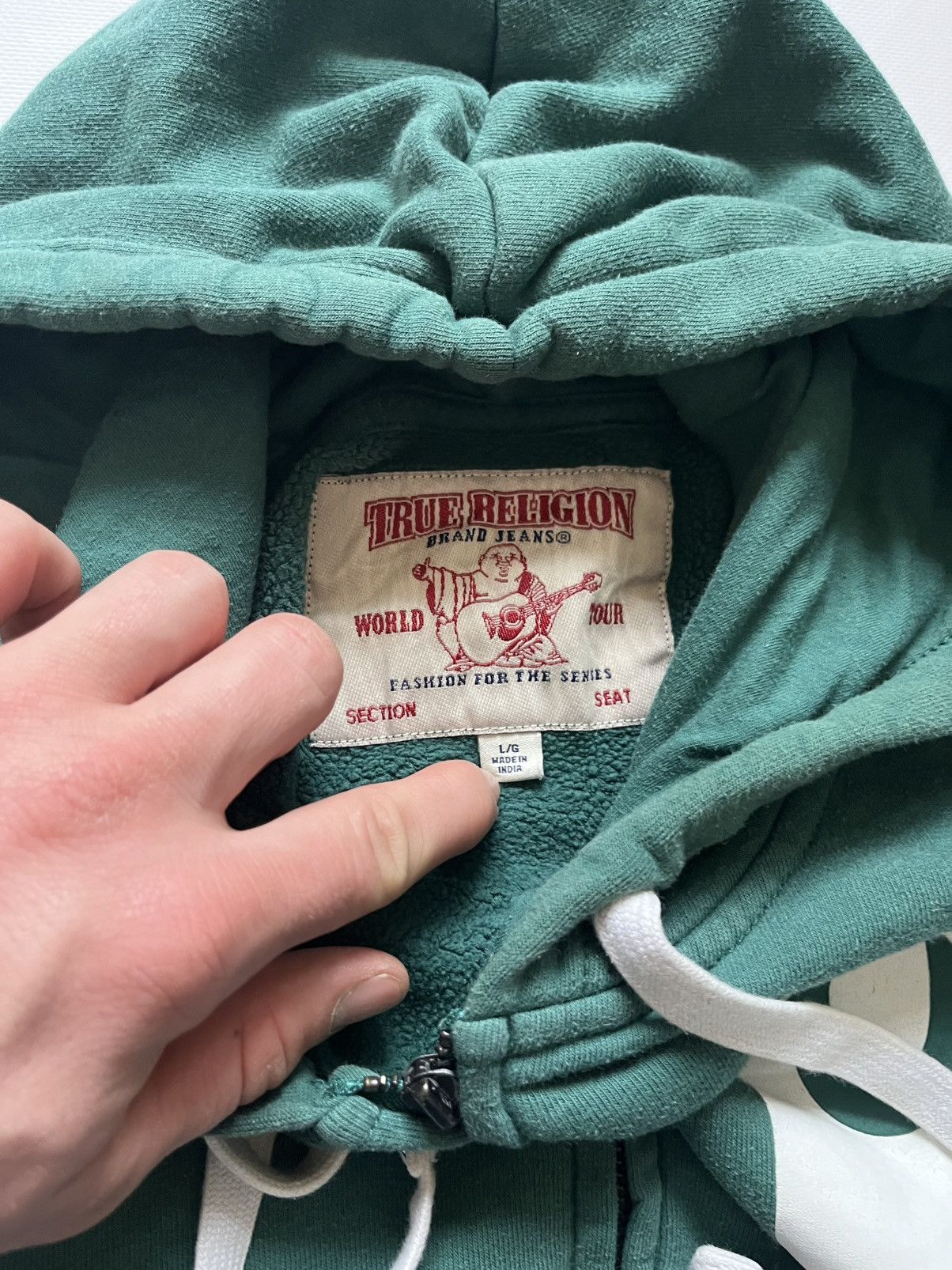 True Religion True Religion Double-Zip Boxy Hoodie - Forest Green Size US L / EU 52-54 / 3 - 6 Thumbnail