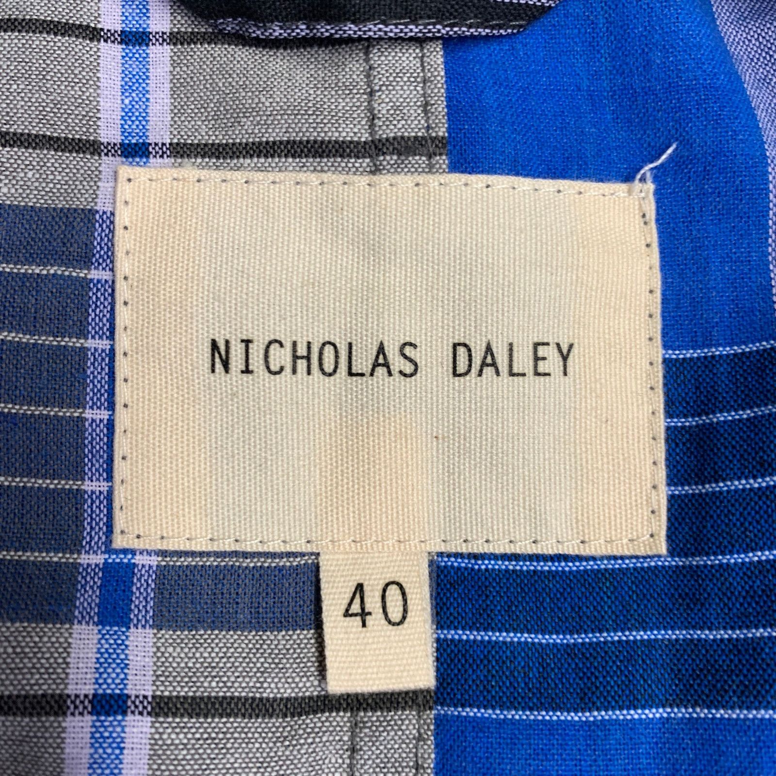 Nicholas Daley M Blue Brown Plaid Cotton Side Ties Shirt Jacket Size US M / EU 48-50 / 2 - 7 Thumbnail