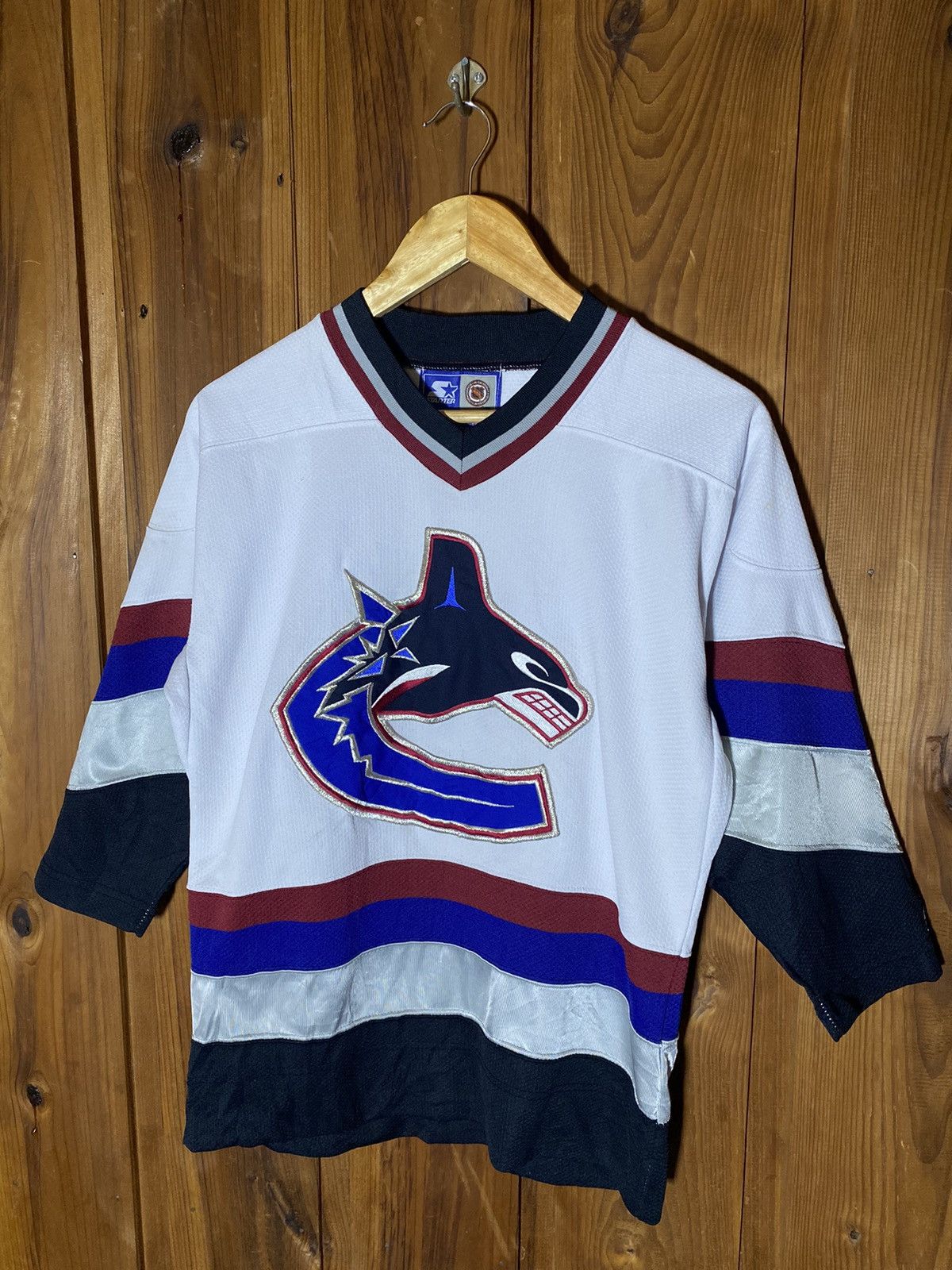 image of Vintage Vancouver Canucks Starter Nhl Jersey in White, Men's (Size Small)