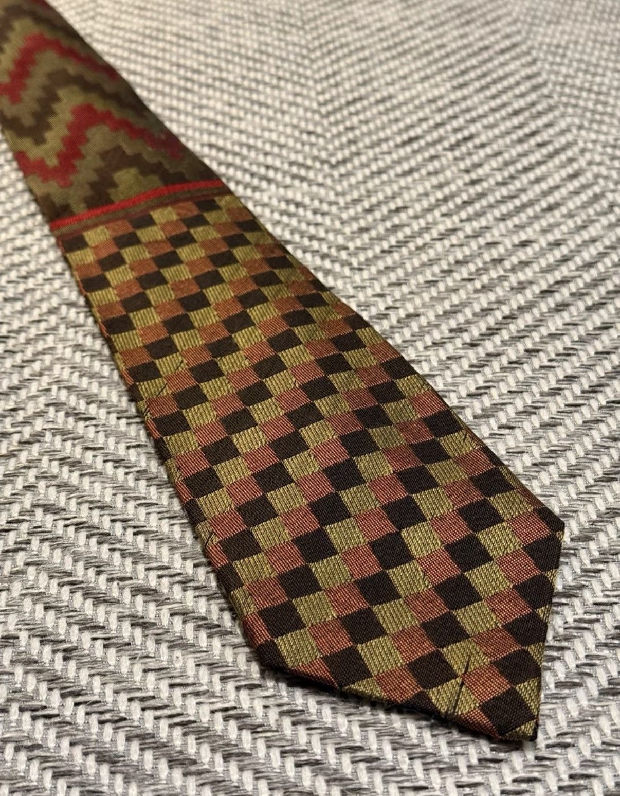 Jean Paul Gaultier Jean Paul Gaultier Pixel Zigzag & Checkerboard Tie K24 Size ONE SIZE - 3 Thumbnail