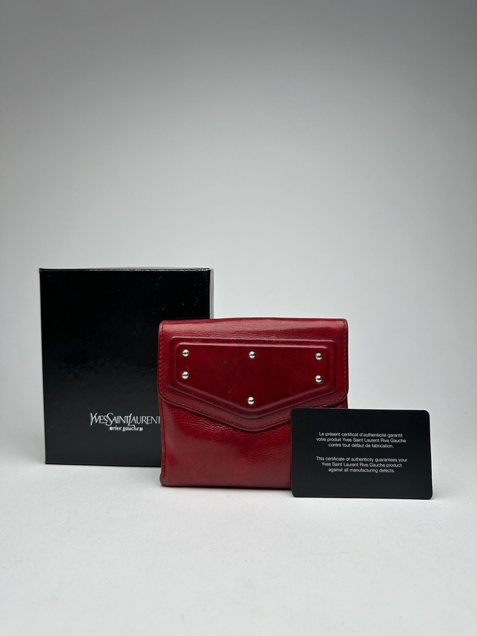 Vintage Yves Saint Laurent studded leather wallet red