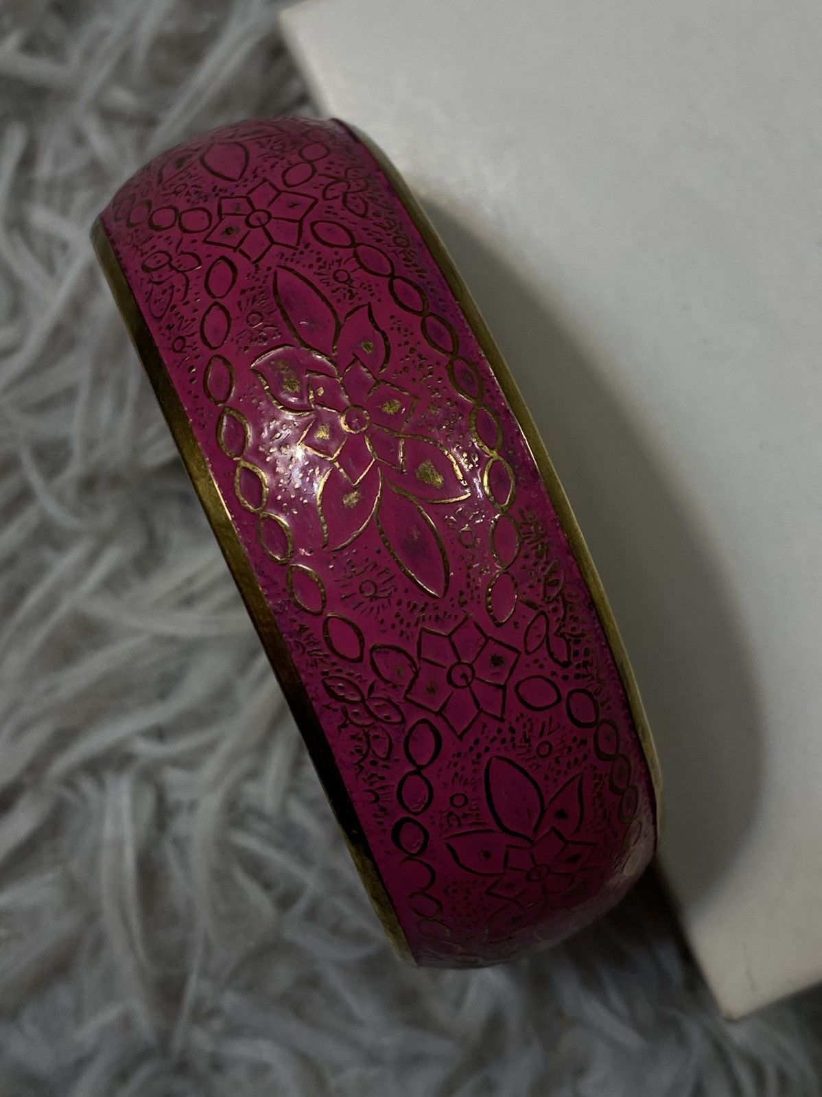 Japanese Brand × Jewelry × Vintage Pink & Gold Floral Brass Bangle - Japanese Brand Size ONE SIZE - 4 Thumbnail