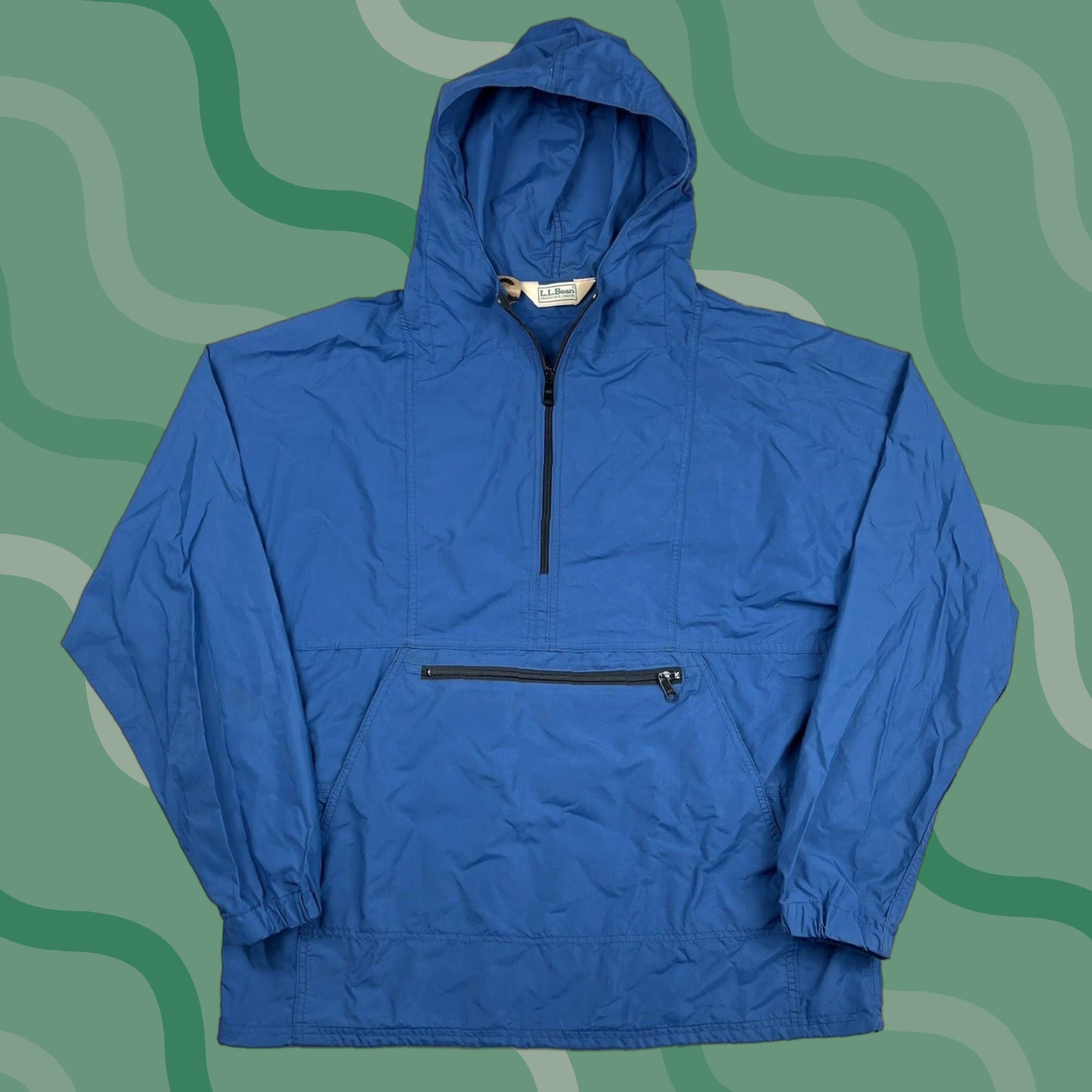 Vintage VINTAGE LL BEAN Windbreaker Jacket Hooded Anorak Mens L Blue Nylon 1/4 Zip All Seasons USA 90s Mens Size US L / EU 52-54 / 3 - 1 Thumbnail