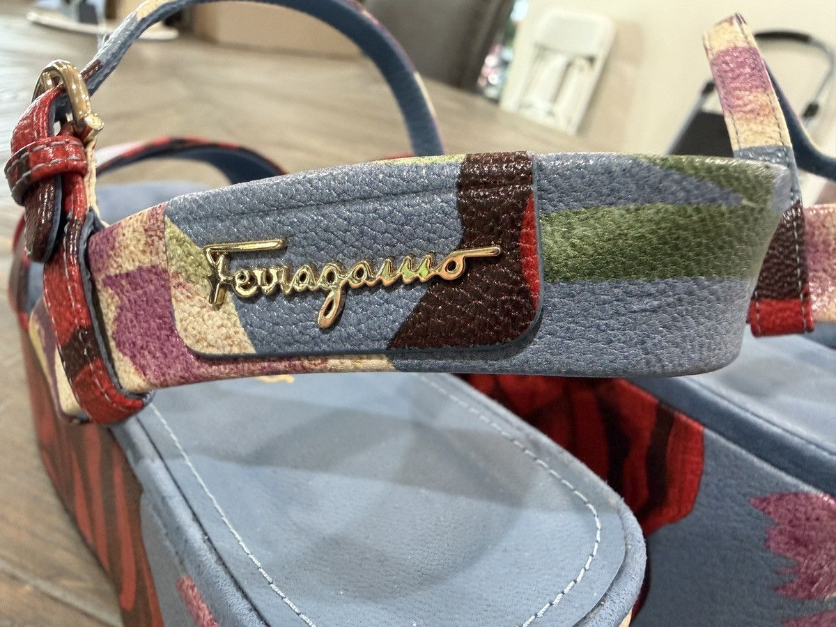 Salvatore Ferragamo Women's Red Floral-Print Buckled Ladies Sandals Size US 6 / IT 36 - 5 Thumbnail