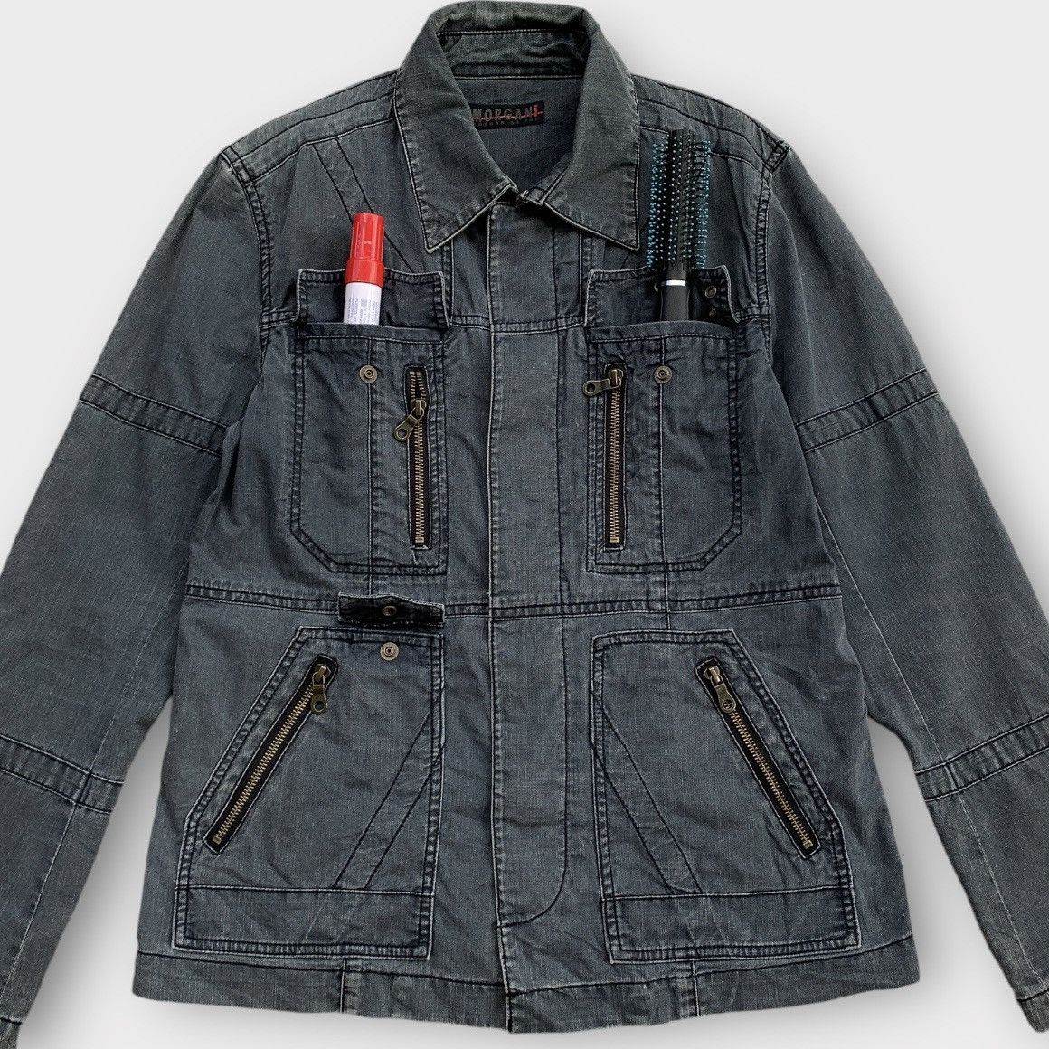 Morgan Homme × Other Morgan Homme Denim MultiPocket Utility Zipper Jacket Size M / US 6-8 / IT 42-44 - 5 Thumbnail