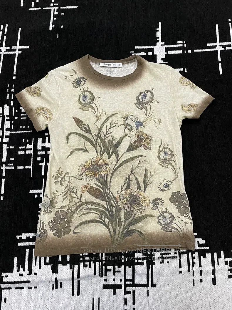 Dior Dior Linen natural painting style T-shirt short sleeve Size S / US 4 / IT 40 - 1 Thumbnail