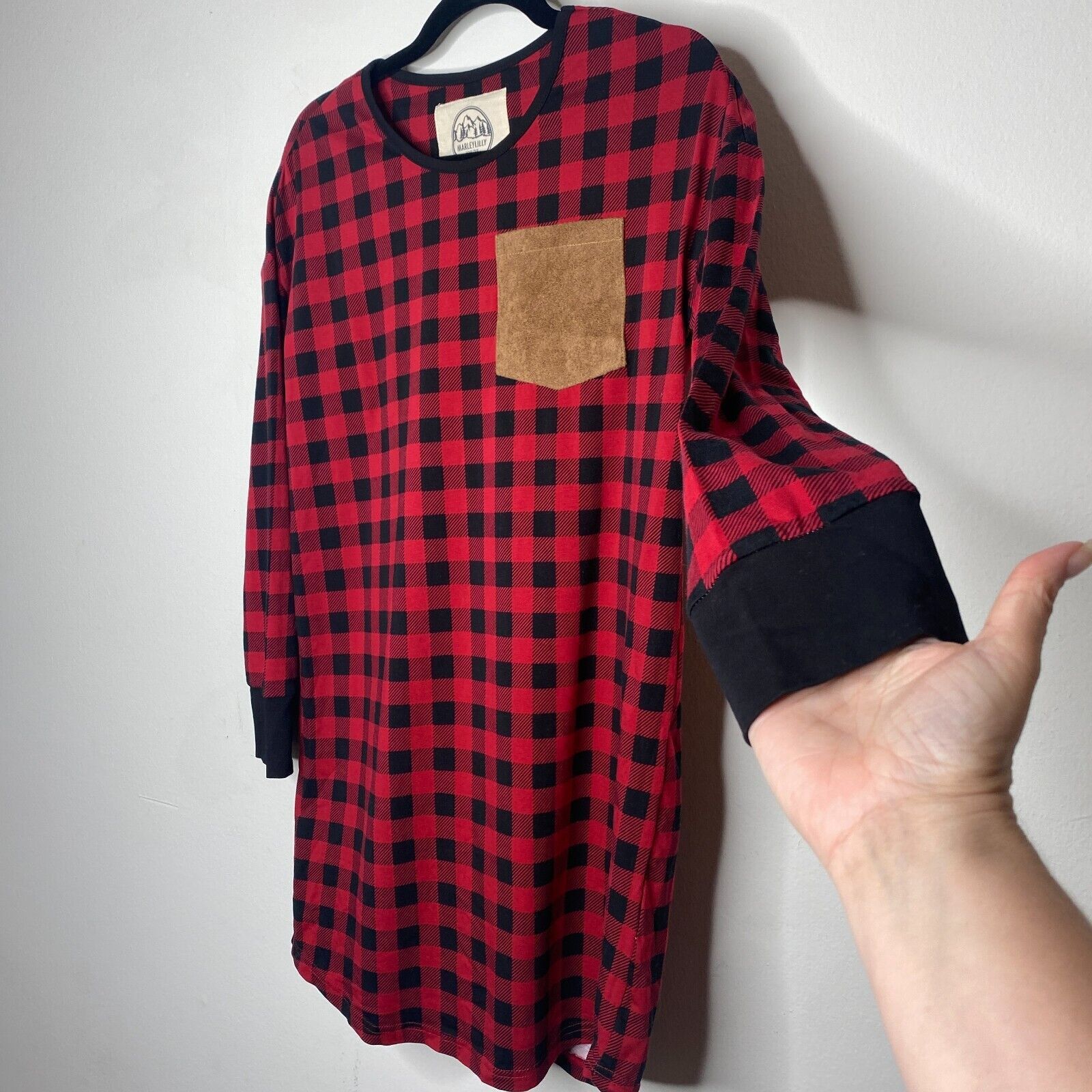 Other NWT Marleylilly Red Black Buffalo Plaid Pocket Flannel Tunic Size XS / US 0-2 / IT 36-38 - 4 Thumbnail