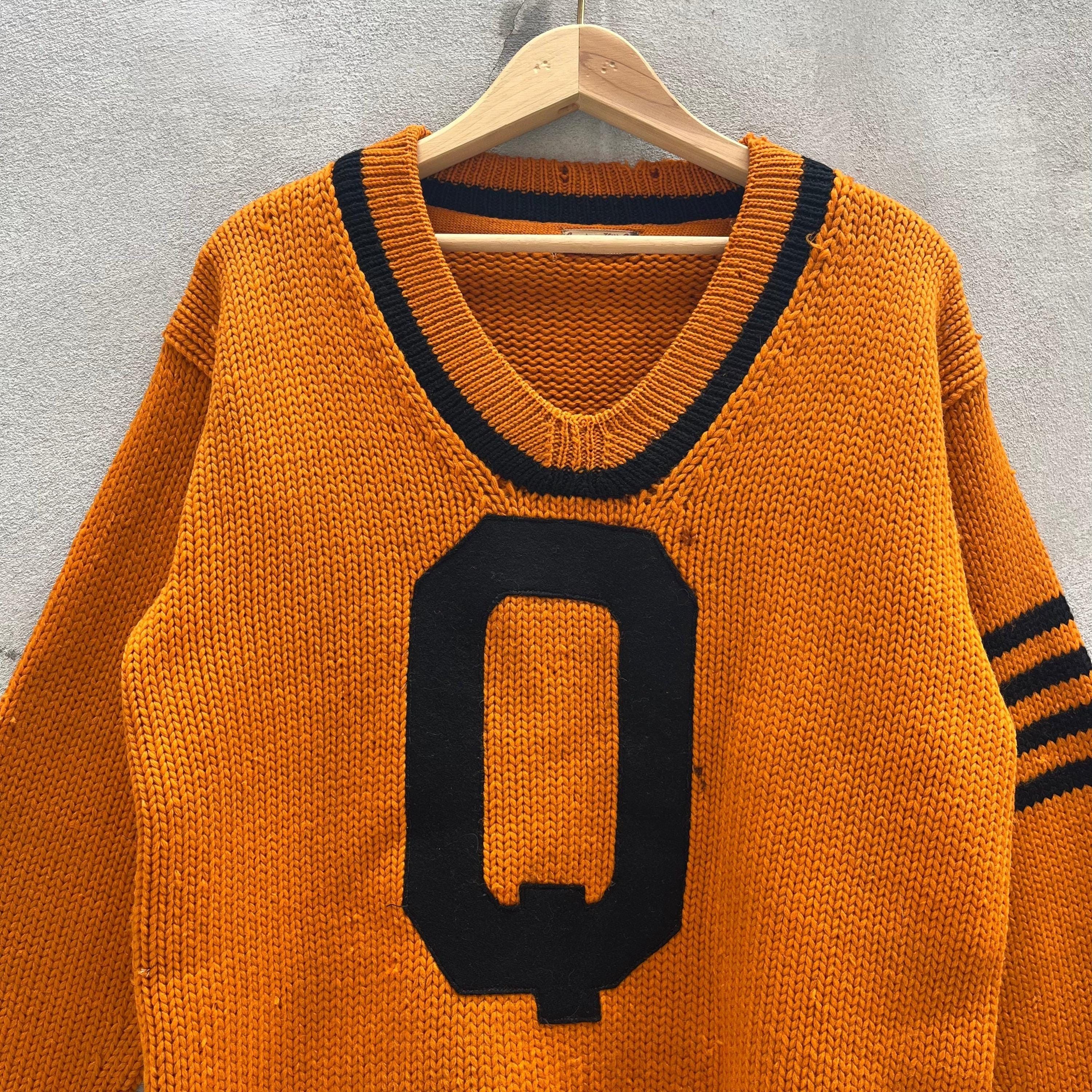 Vintage 1930s "Q" London Hill Co. Orange Knit Sweater Size US L / EU 52-54 / 3 - 5 Thumbnail